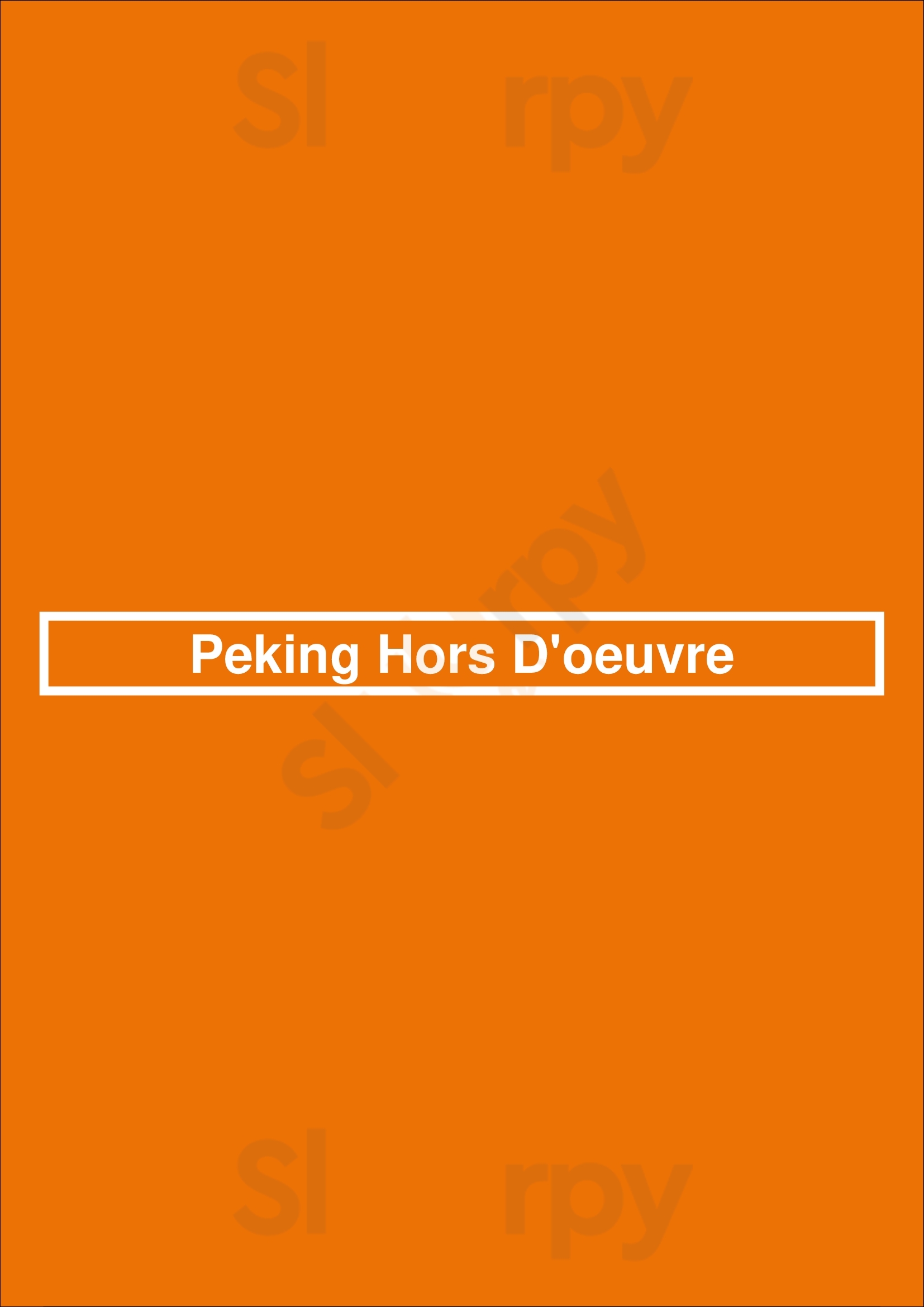 Peking Hors D'oeuvre Chelmsford Menu - 1