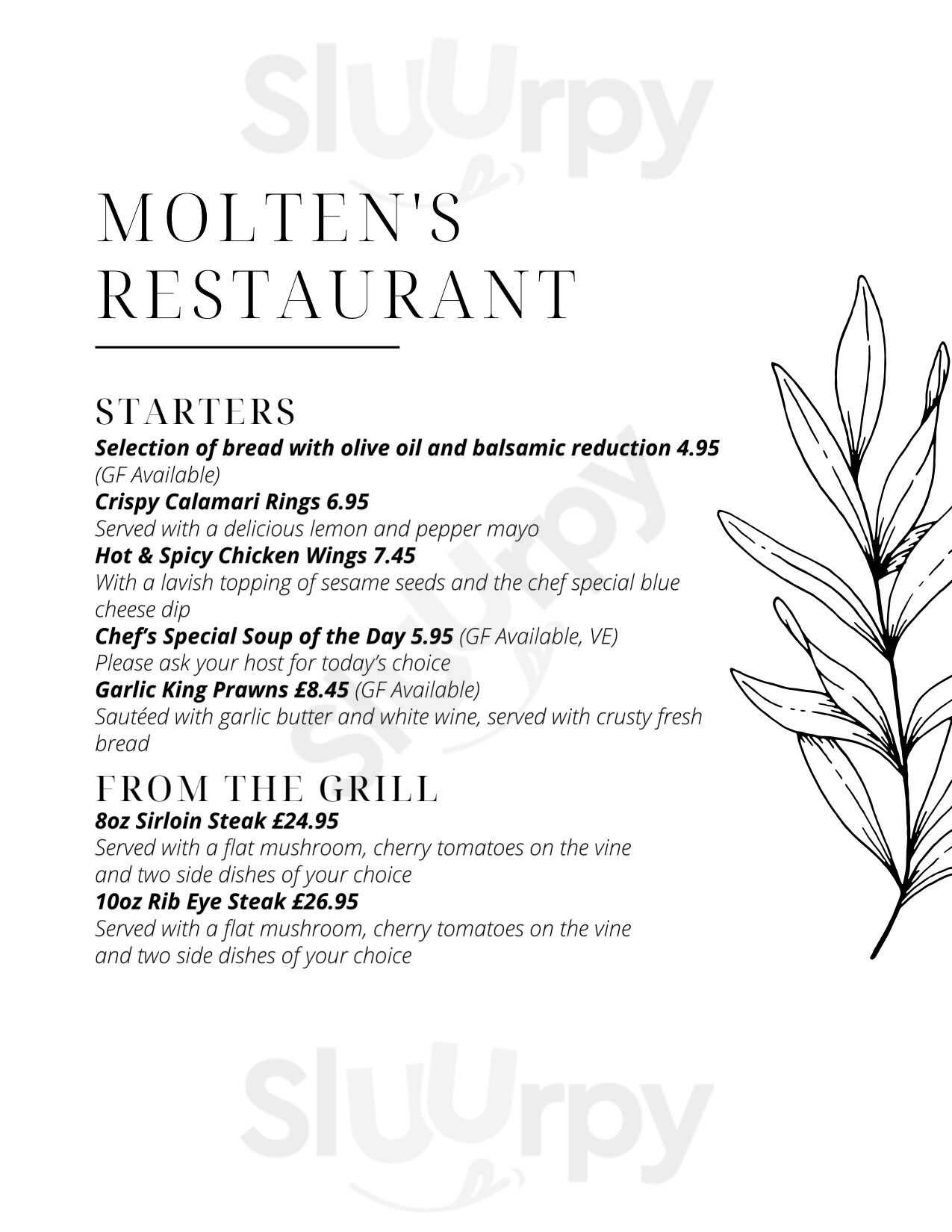 Moltens Restaurant Milton Keynes Menu - 1
