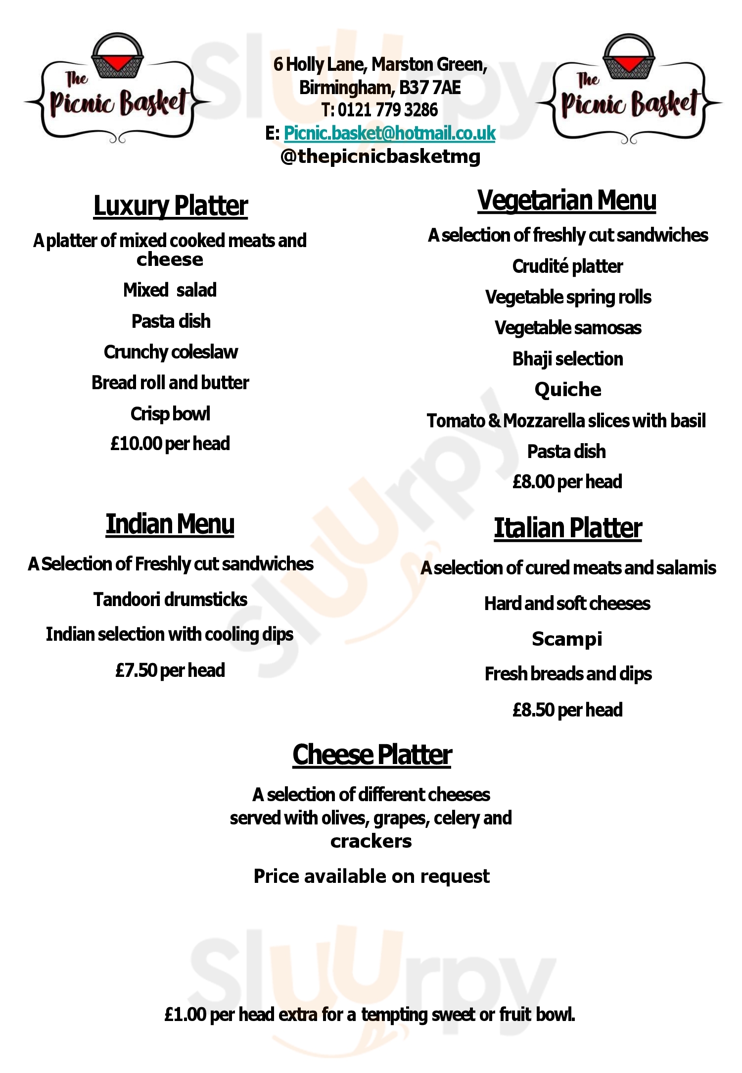 The Picnic Basket Marston Green Menu - 1
