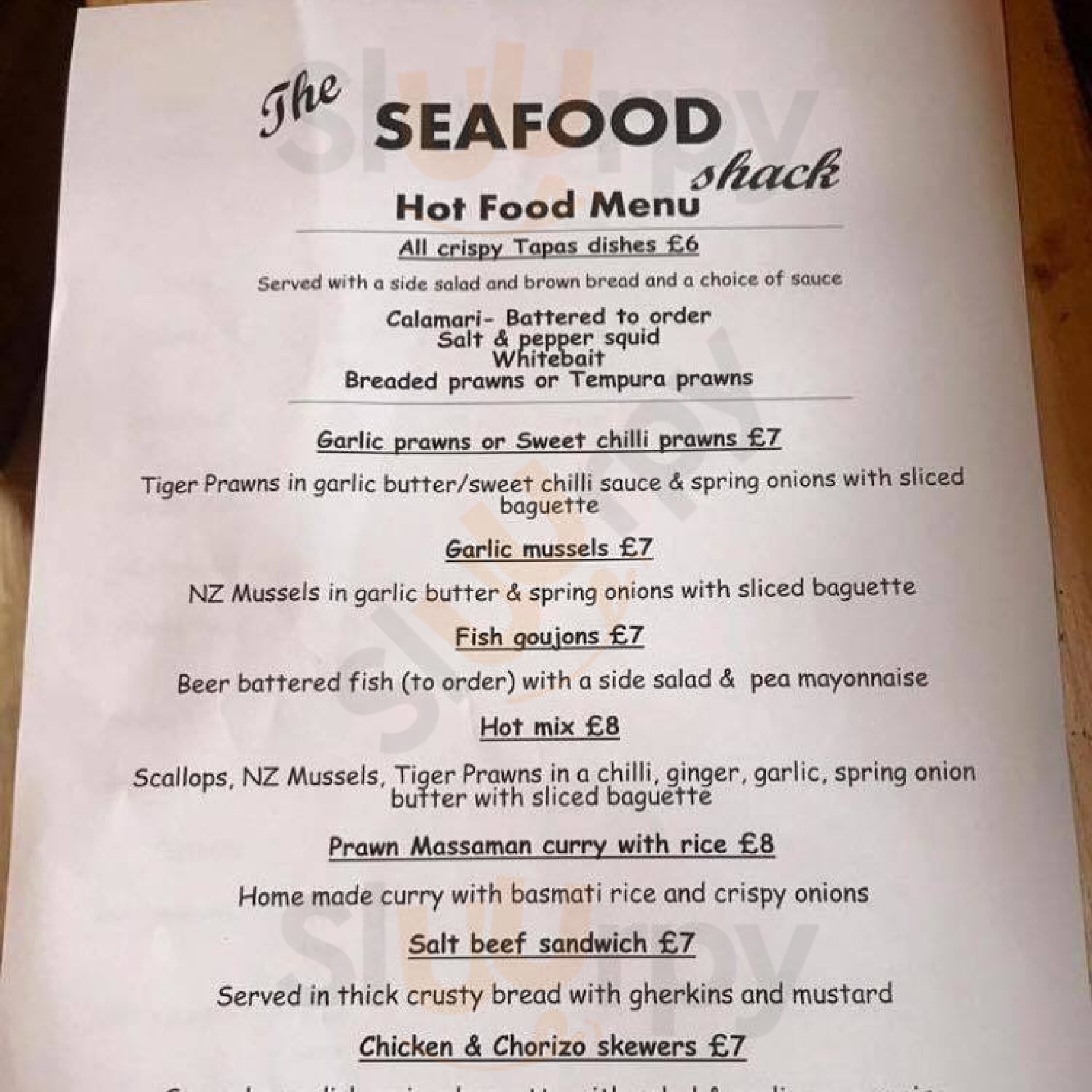 The Seafood Shack Rochford Menu - 1