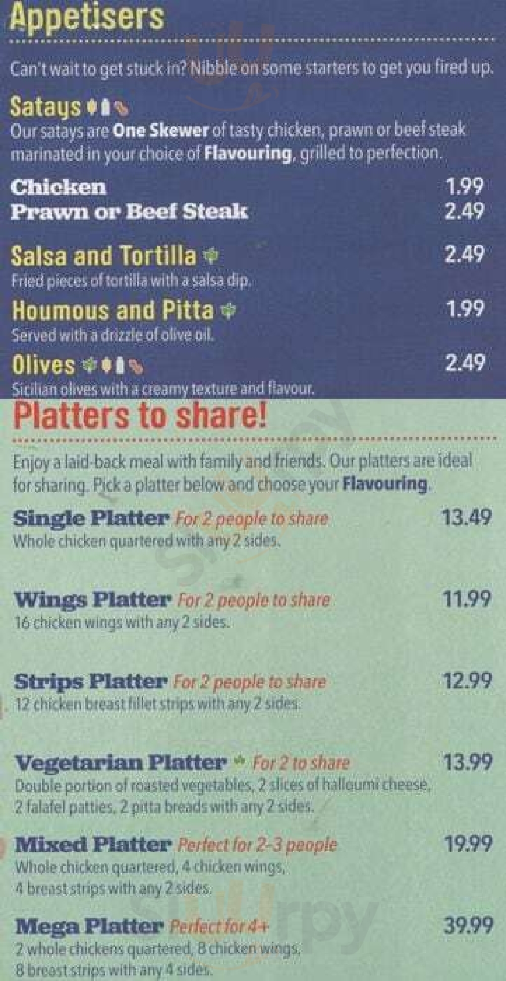 Main Menu - Roosters Piri Piri