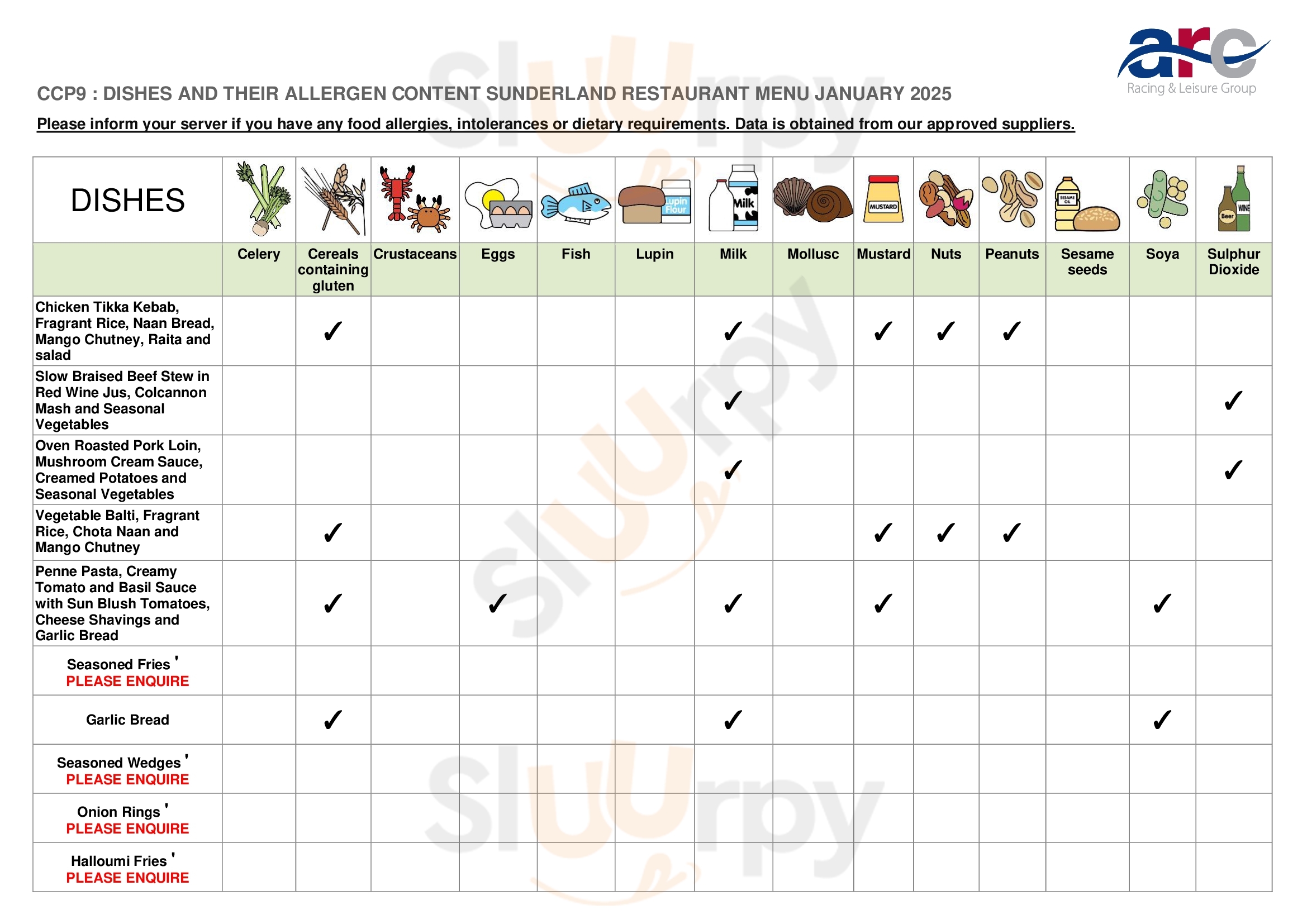 Main Menu - Regal Sunderland Stadium