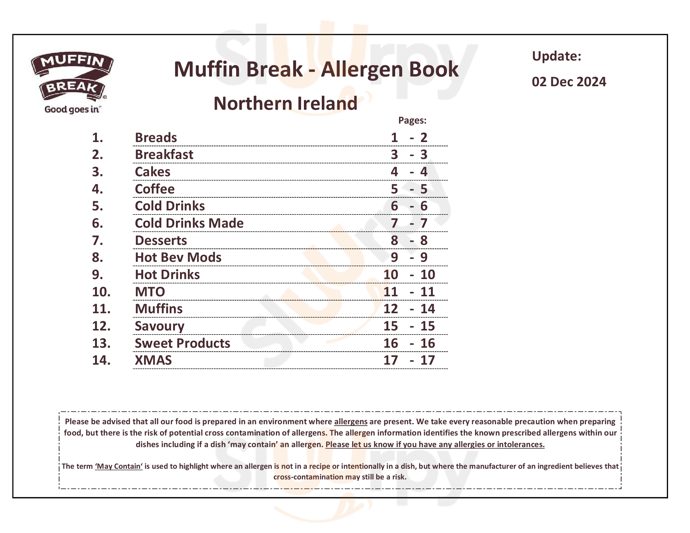 Main Menu - Muffin Break