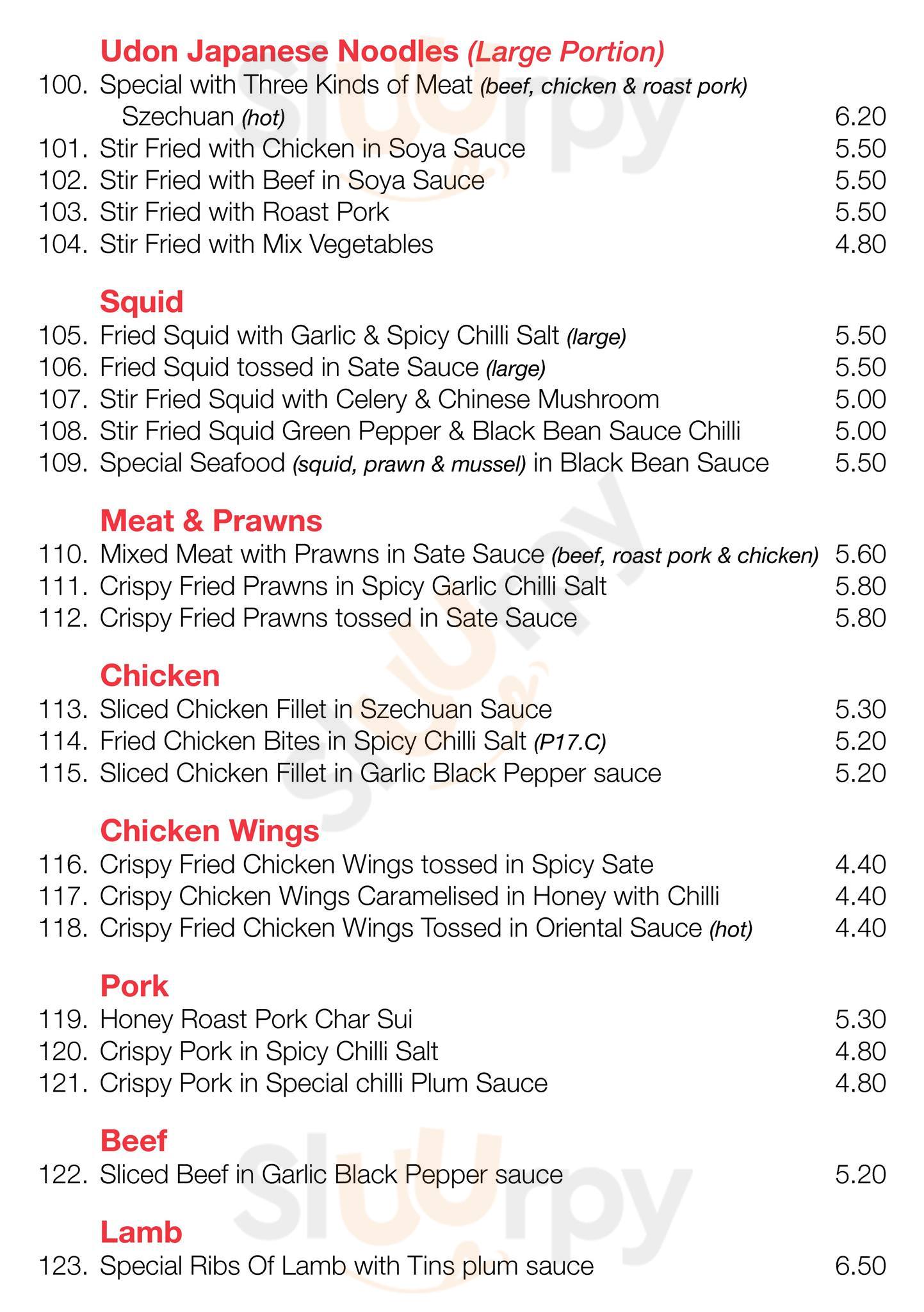 Tins Willows Garden menù, Colchester Main Menu Sluurpy