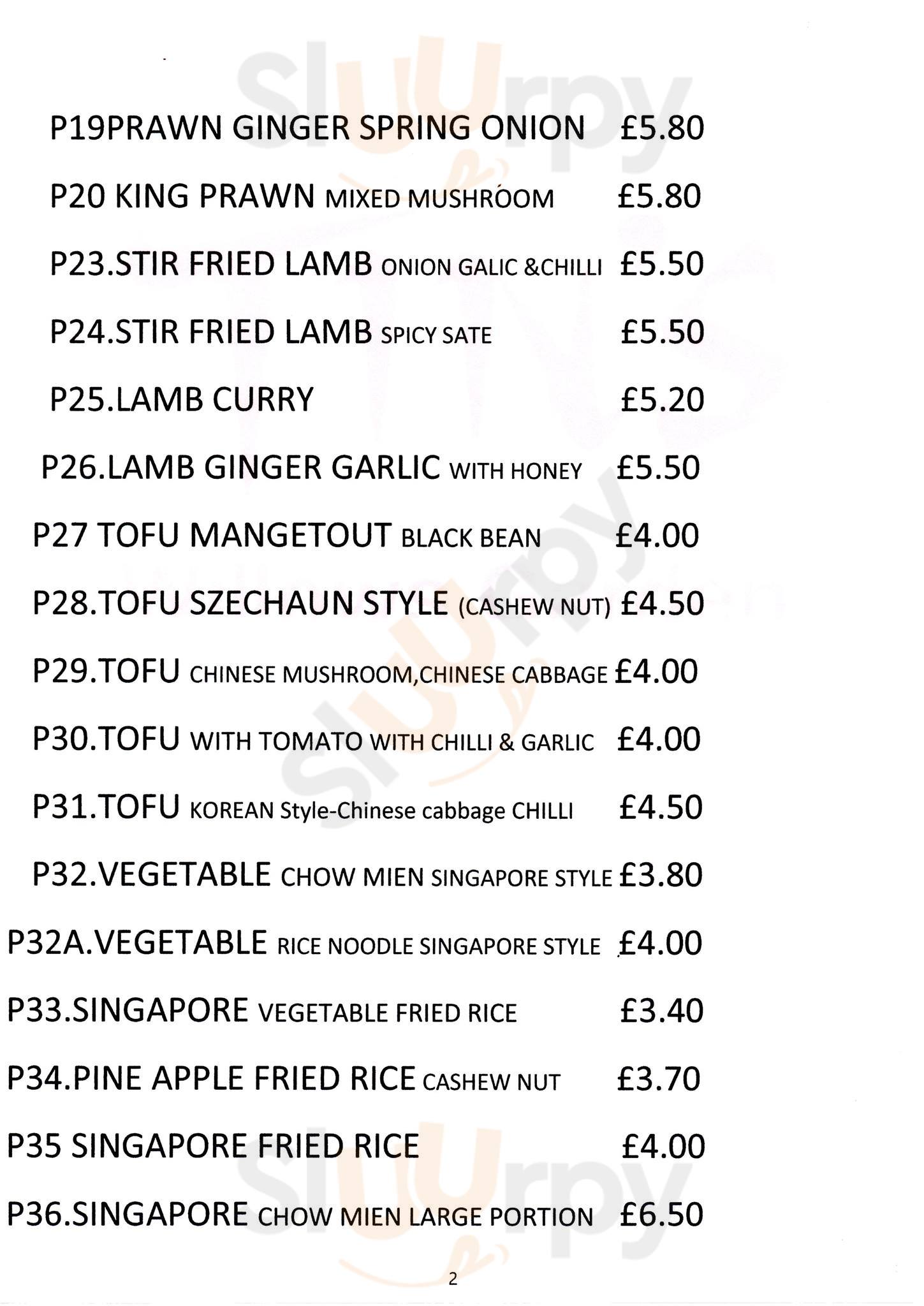 Tins Willows Garden menù, Colchester Main Menu Sluurpy