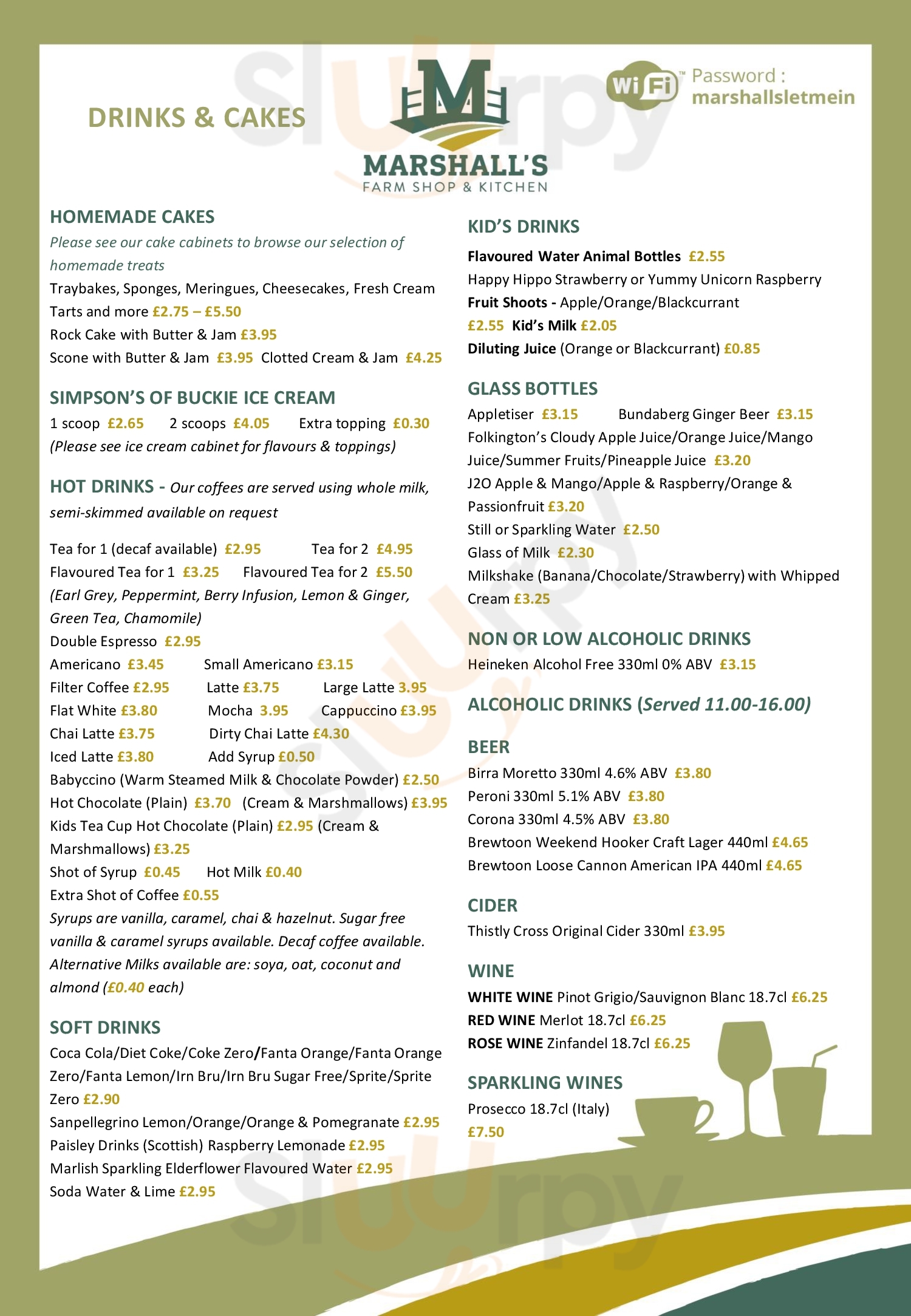 Marshalls Farm Shop Tearoom Aberdeen Menu - 1