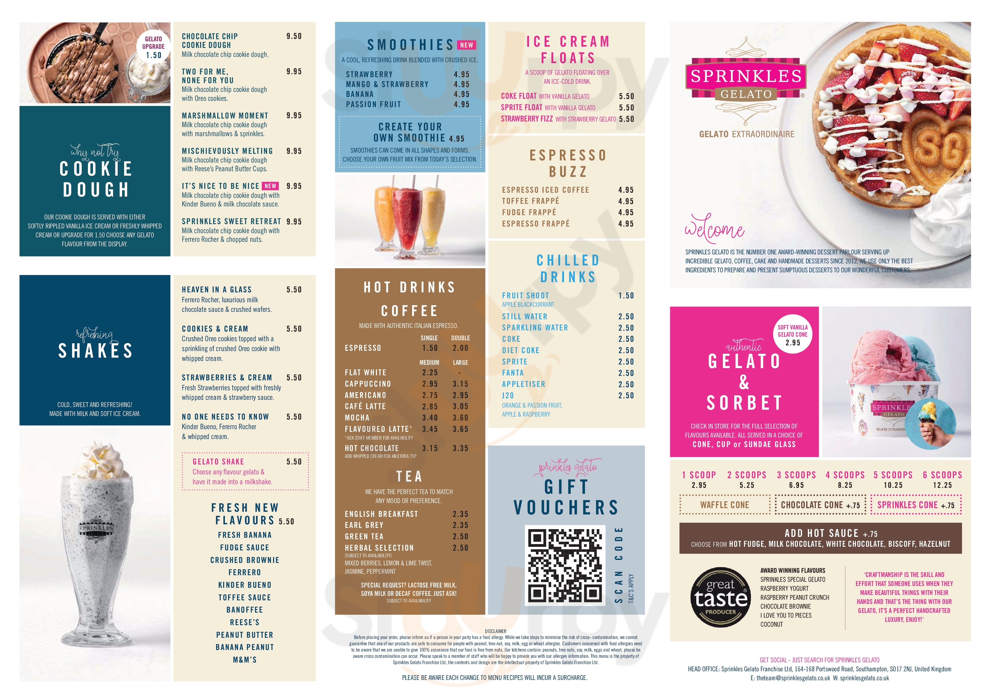 Sprinkles Gelato Poole Menu - 1