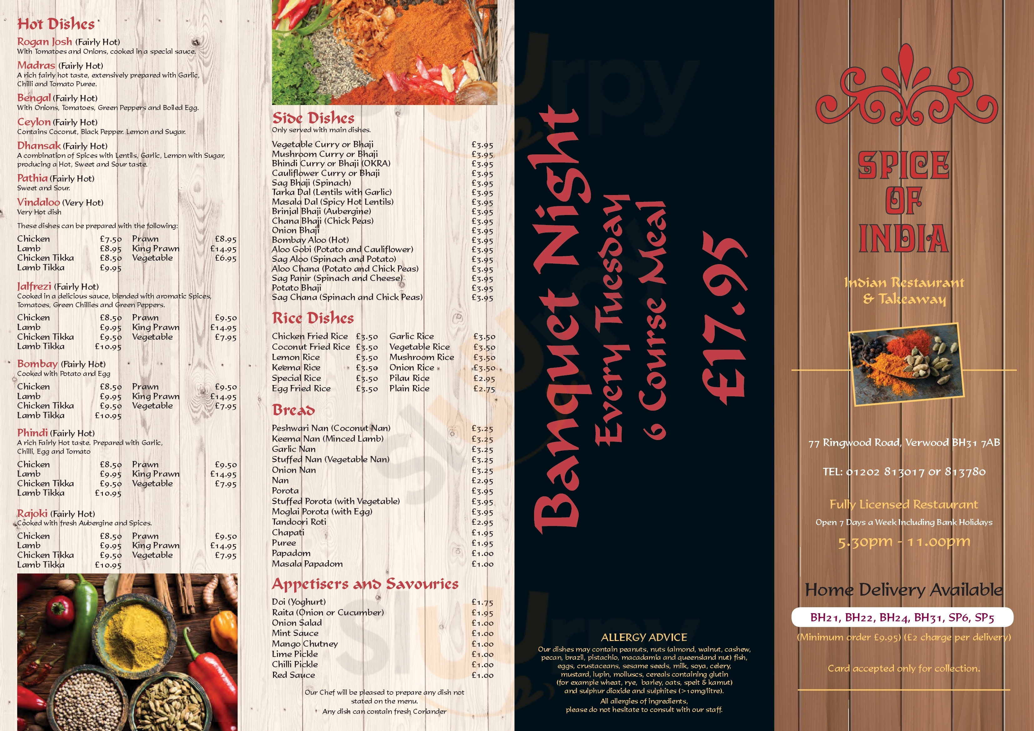 Spice Of India Bournemouth Menu - 1