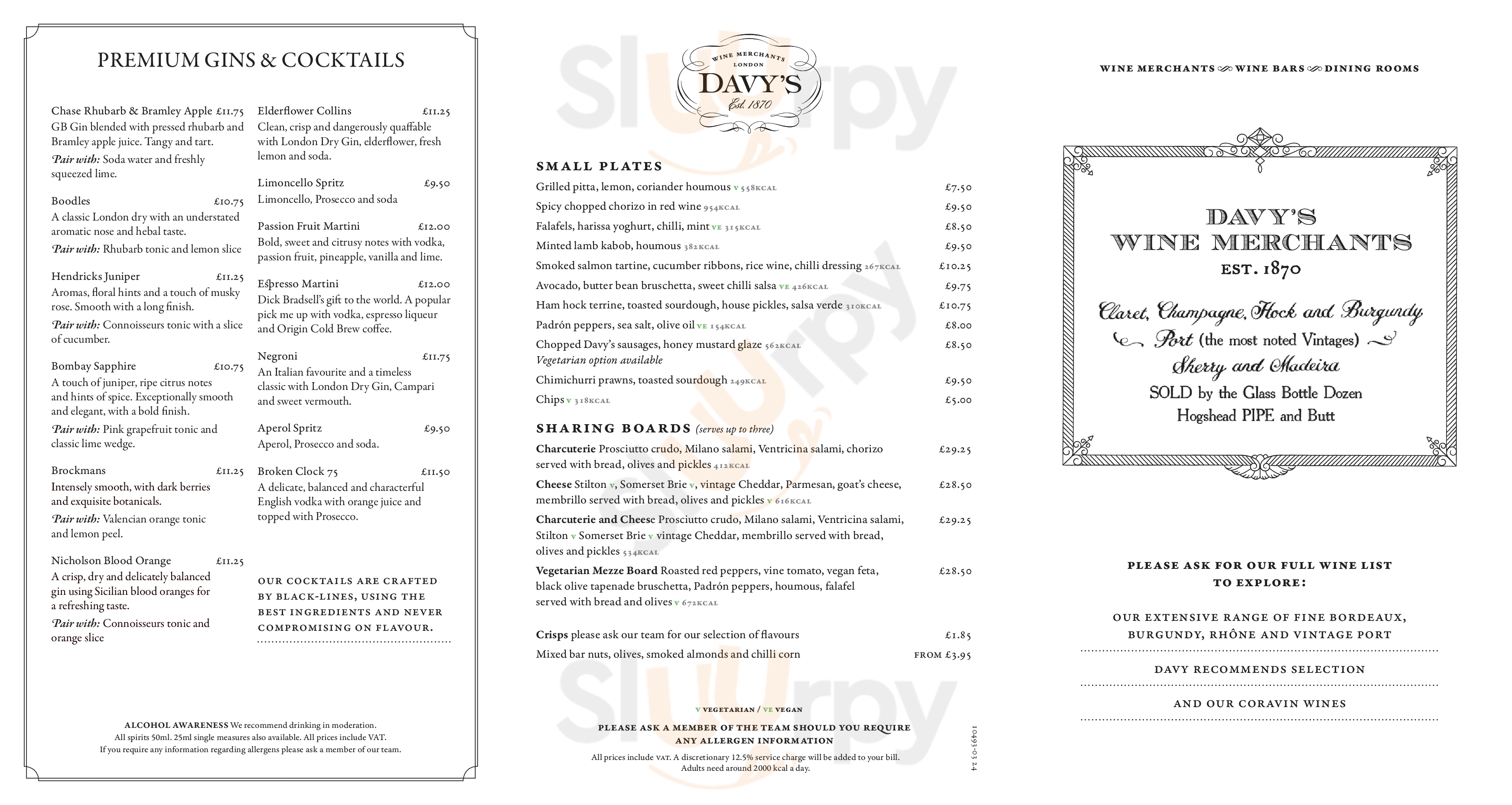 Main Menu - The Wine Vaults - Croydon