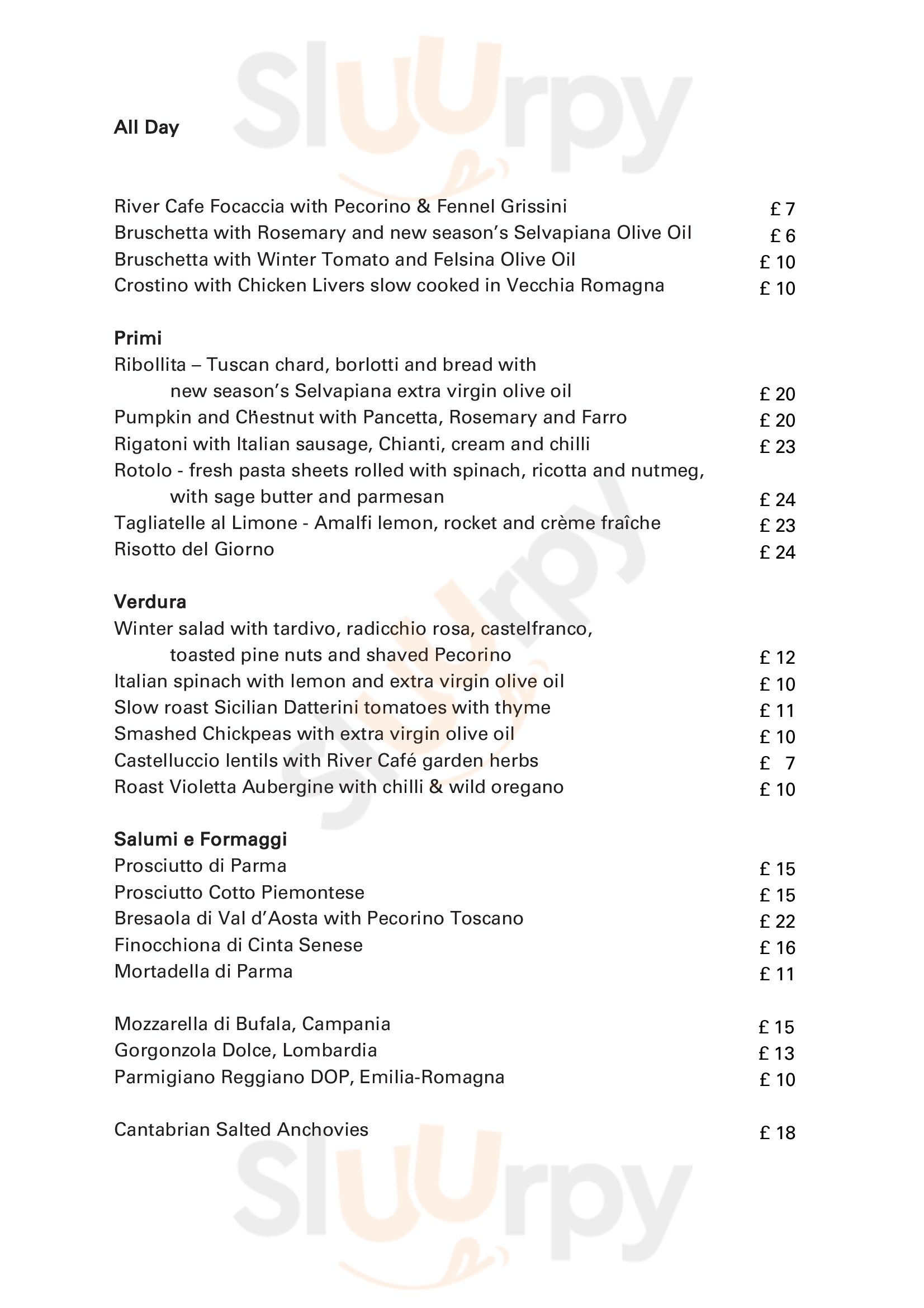 River Cafe Kingston upon Thames Menu - 1