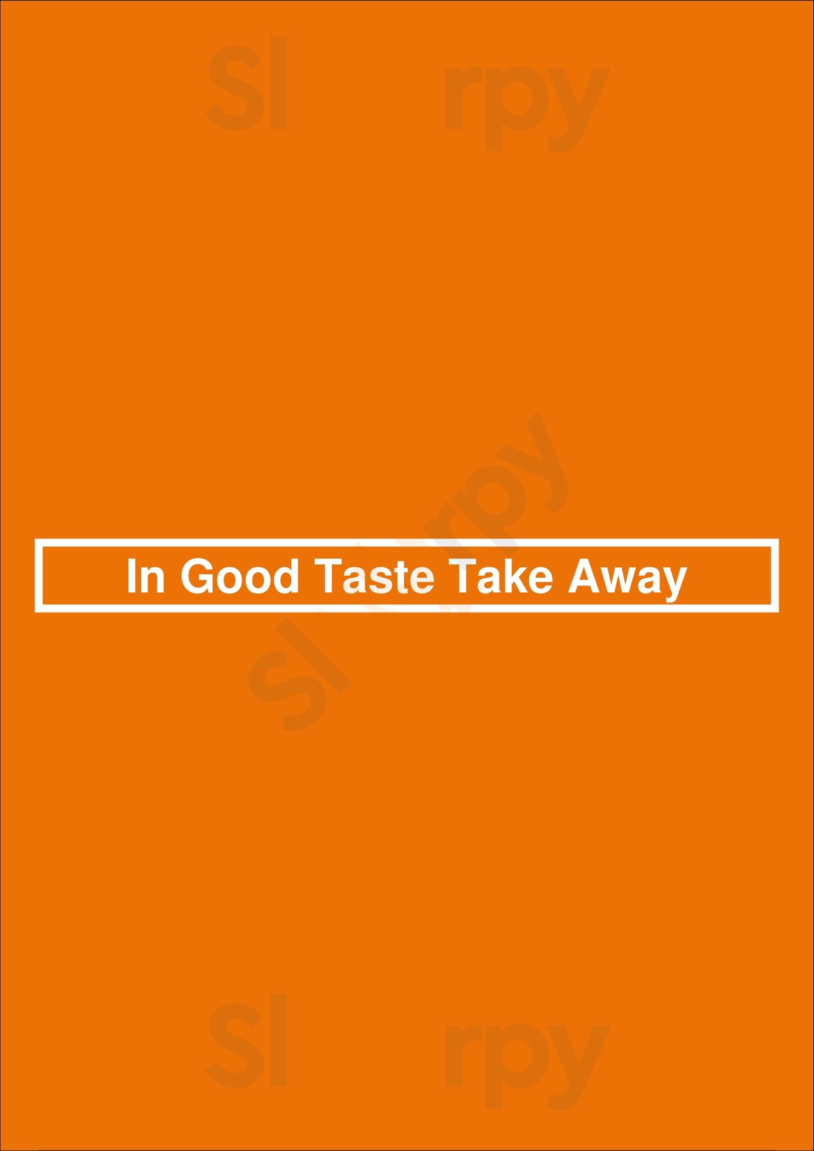 In Good Taste Take Away Standish Menu - 1