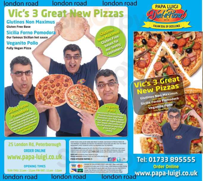 Papa Luigi Dial-A-Pizza Menu - Takeaway in Peterborough