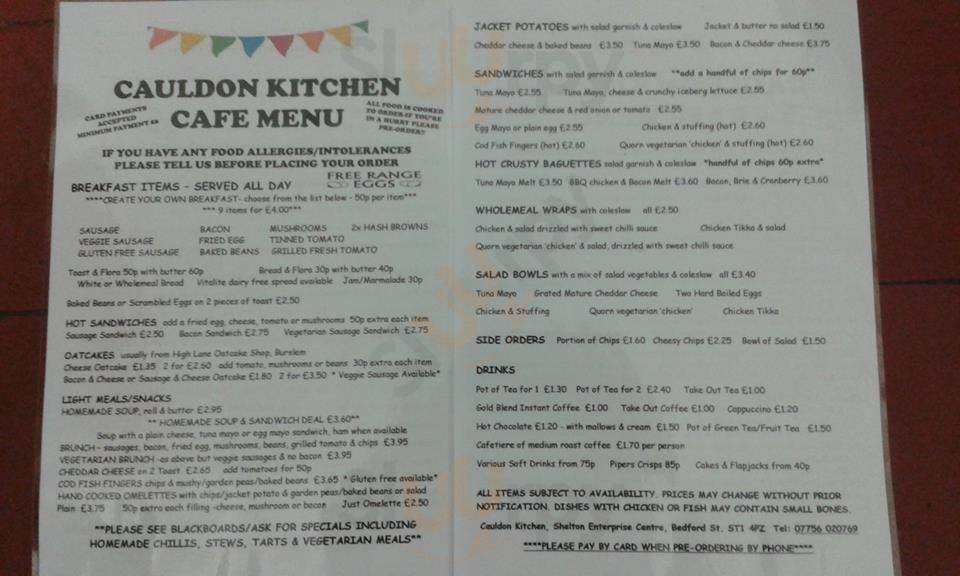 Cauldon Kitchen Cafe Stoke-on-Trent Menu - 1