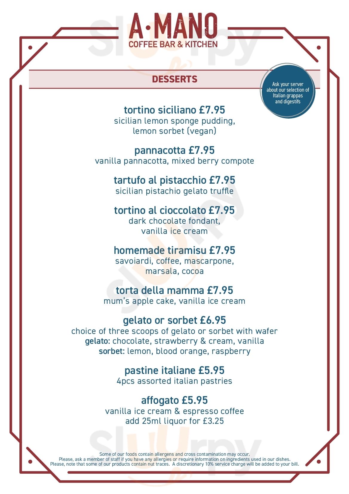 A Mano Coffee Bar And Kitchen Orpington Menu - 1