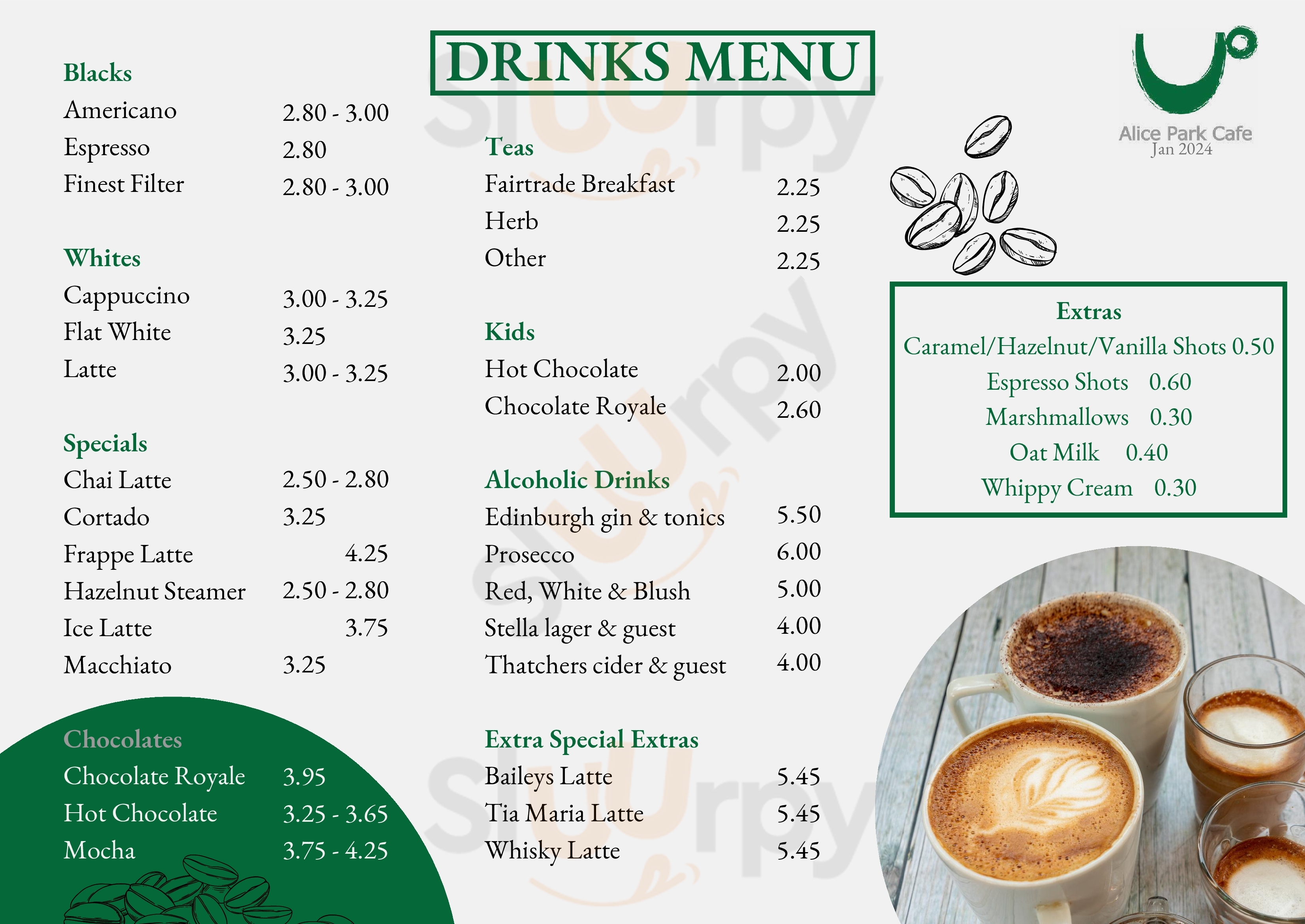 Main Menu - Alice Park Cafe