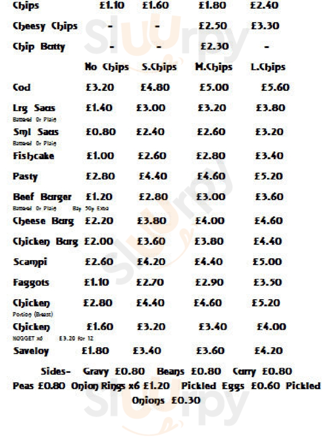 Jaws Fish And Chip Shop Plymouth Menu - 1