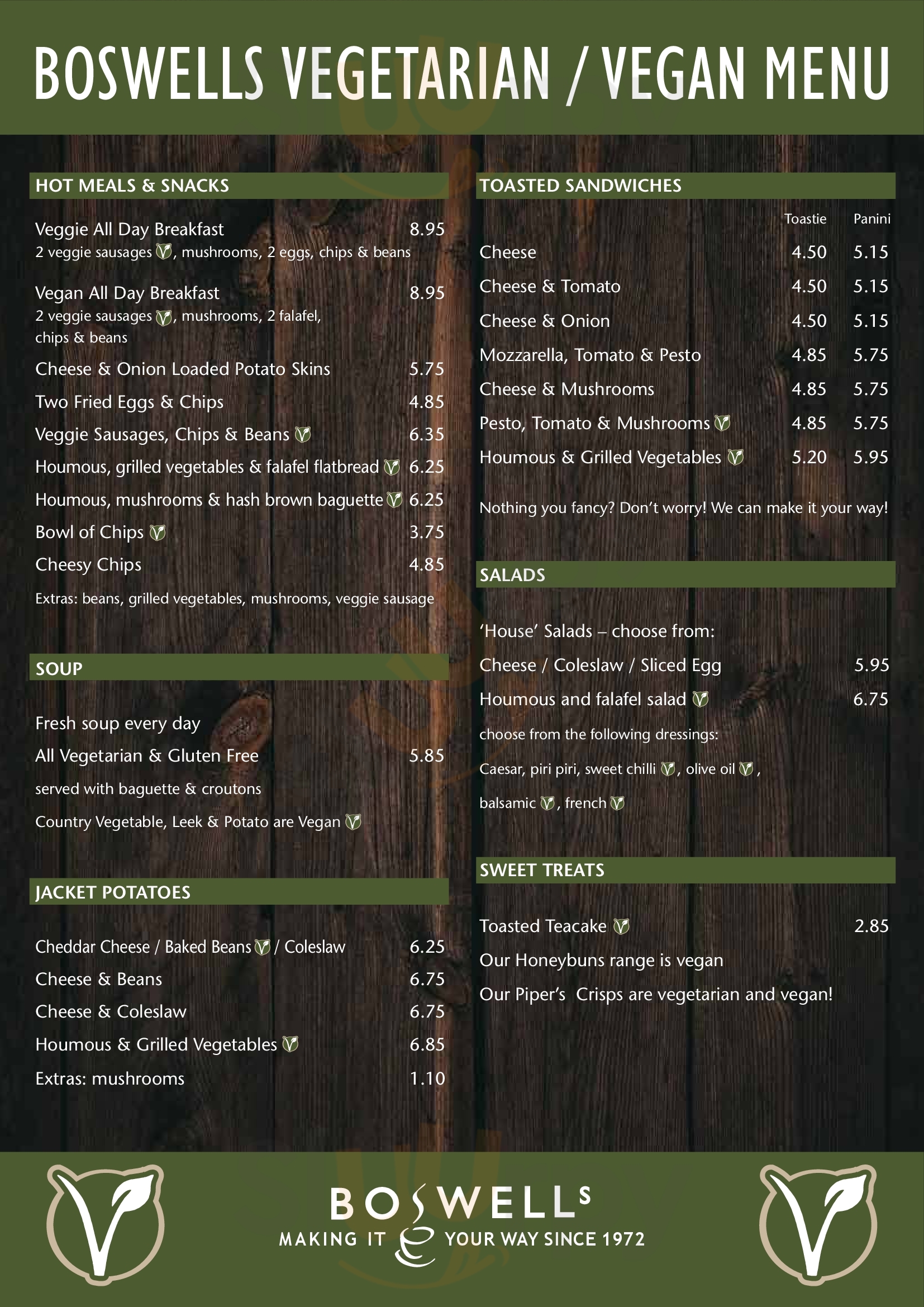 Main Menu - Boswells Cafe
