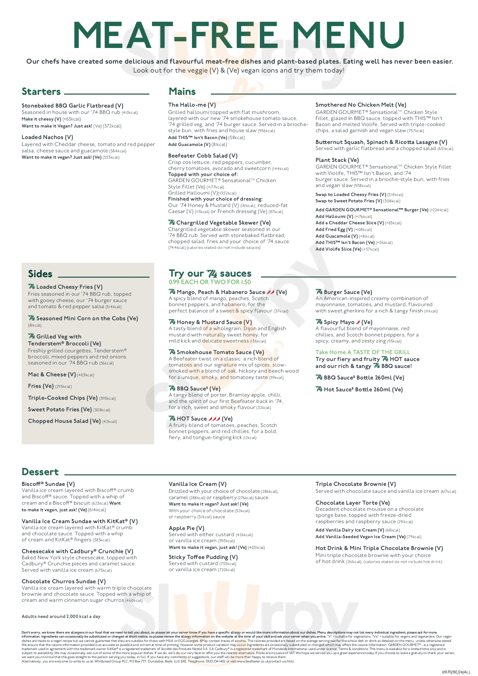 The Bamford Arms Beefeater Stockport Menu - 1