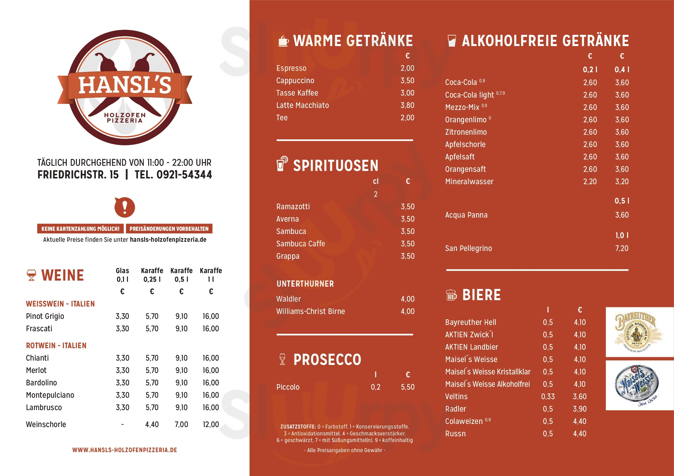 Hansls Holzofenpizzeria Bayreuth Menu - 1