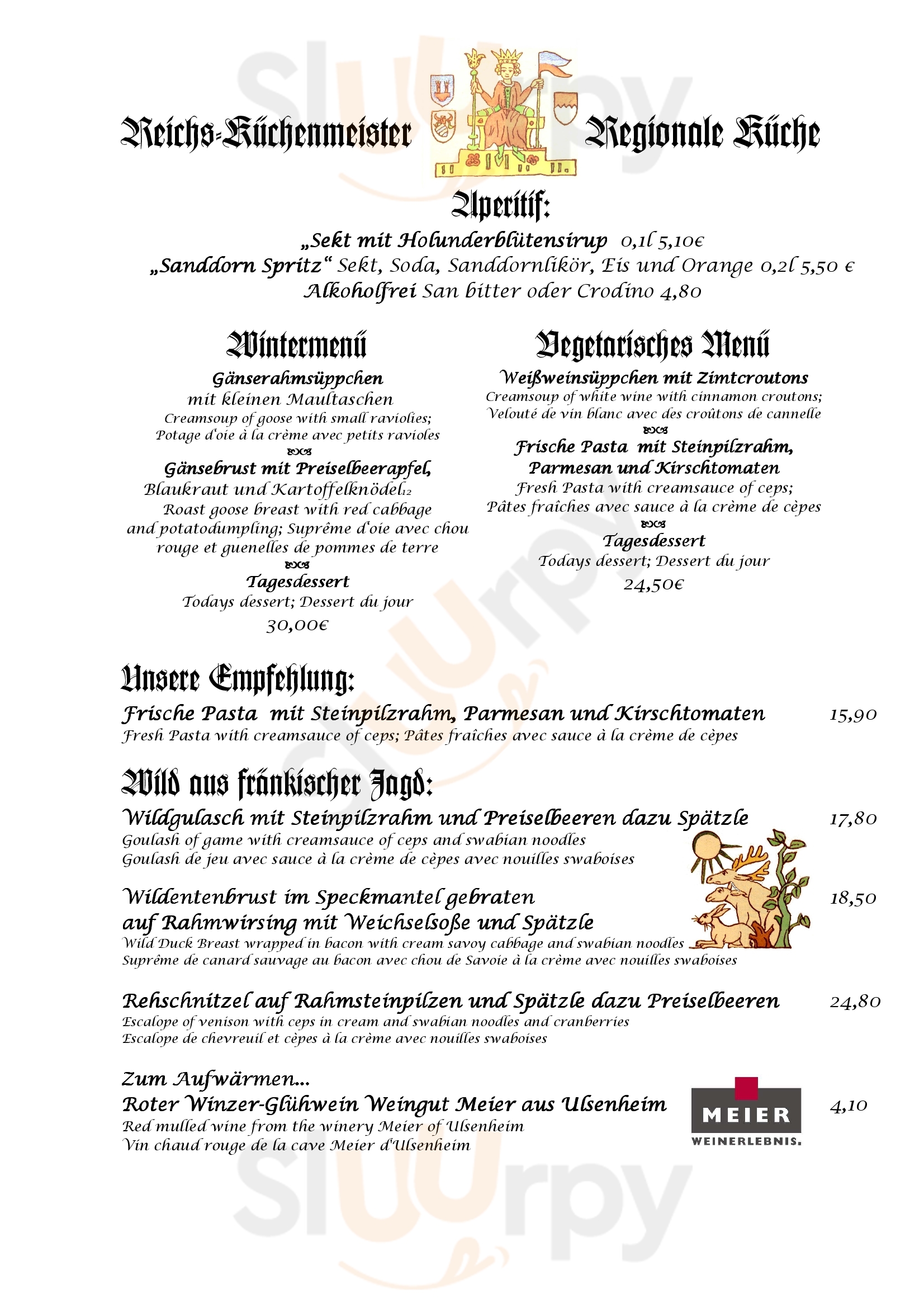 Der Reichskuchenmeister Restaurant Rothenburg Menu - 1