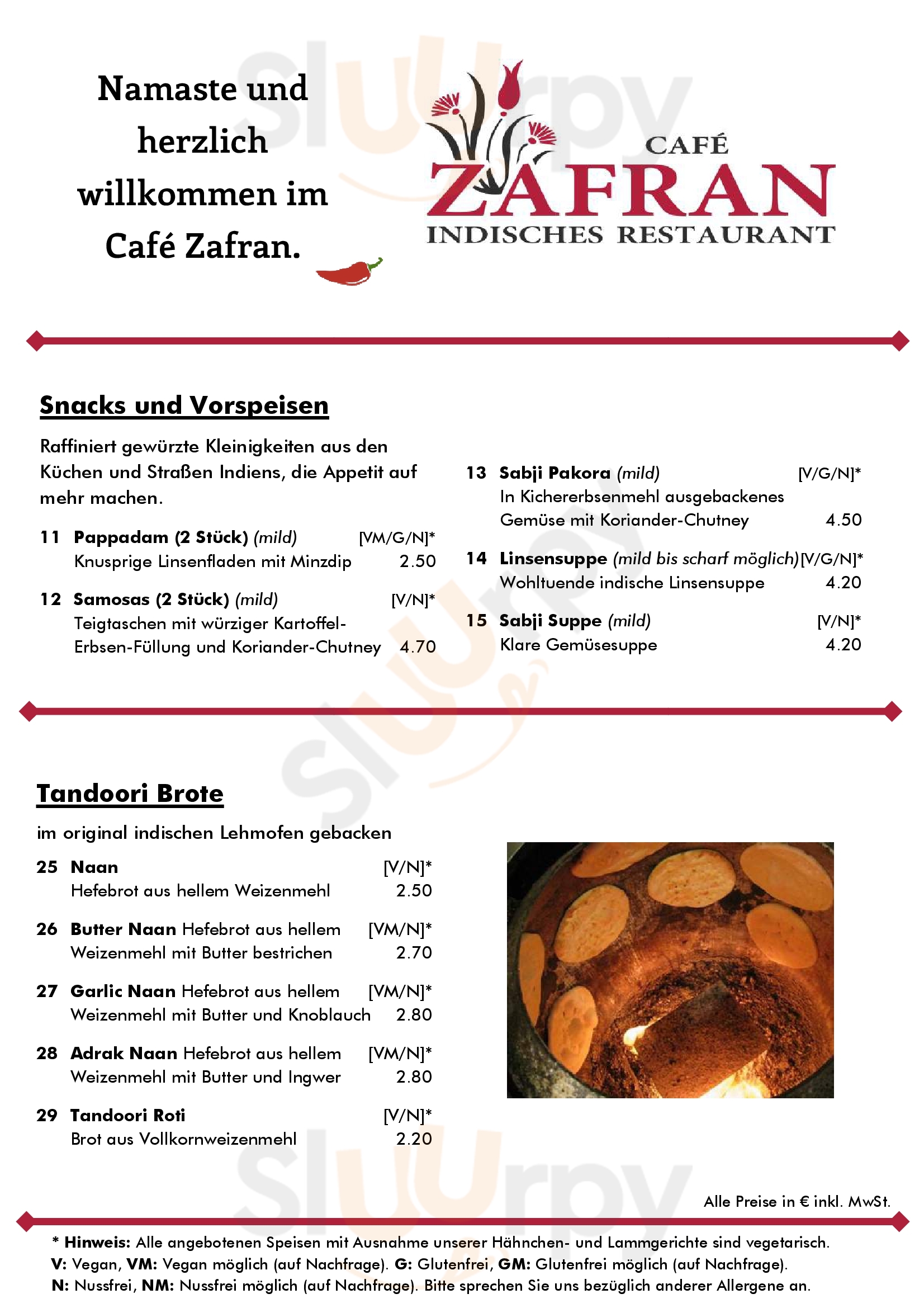 Cafe Zafran Indisches Restaurant Bamberg Menu - 1