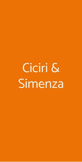 Ciciri & Simenza, Sicilia