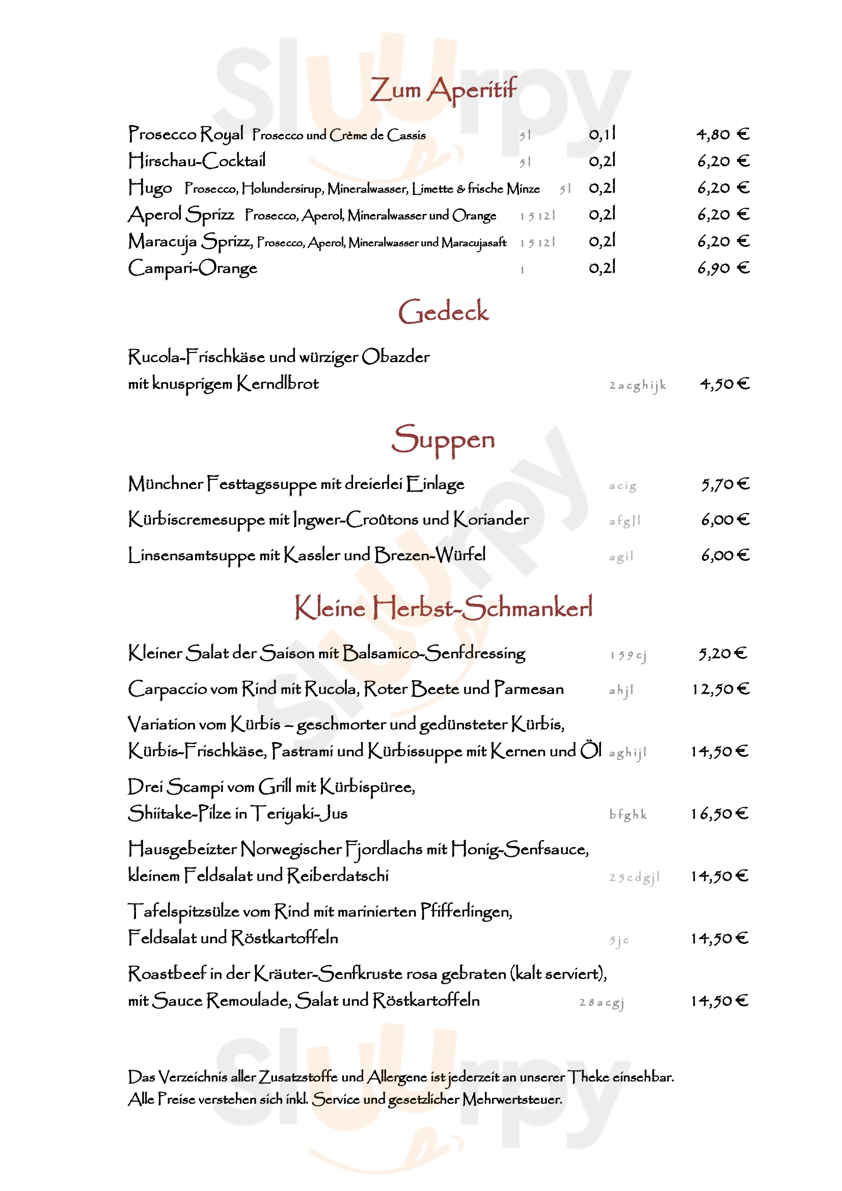 Gaststätte Hirschau Im Englischen Garten München Menu - 1