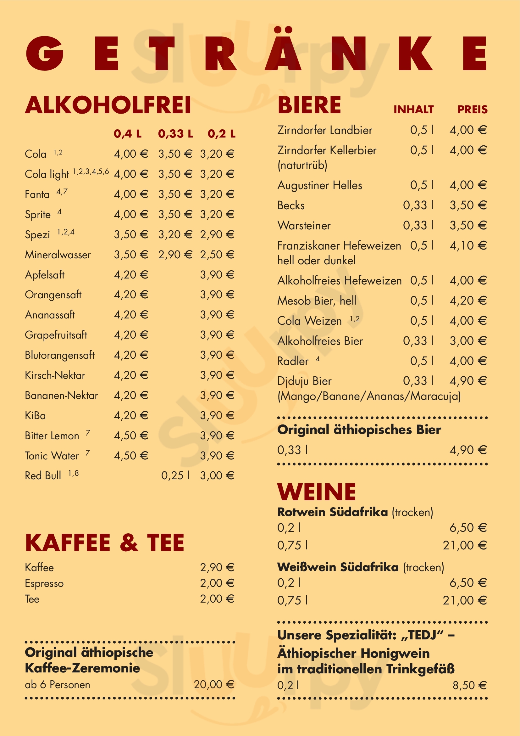 Restaurant Mesob Nürnberg Menu - 1