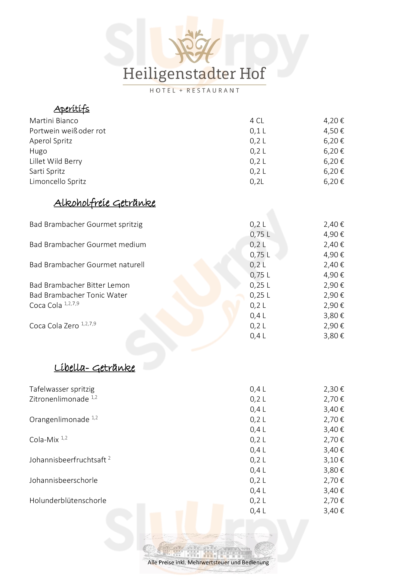 Hotel Restaurant Heiligenstadter Hof Heiligenstadt Menu - 1