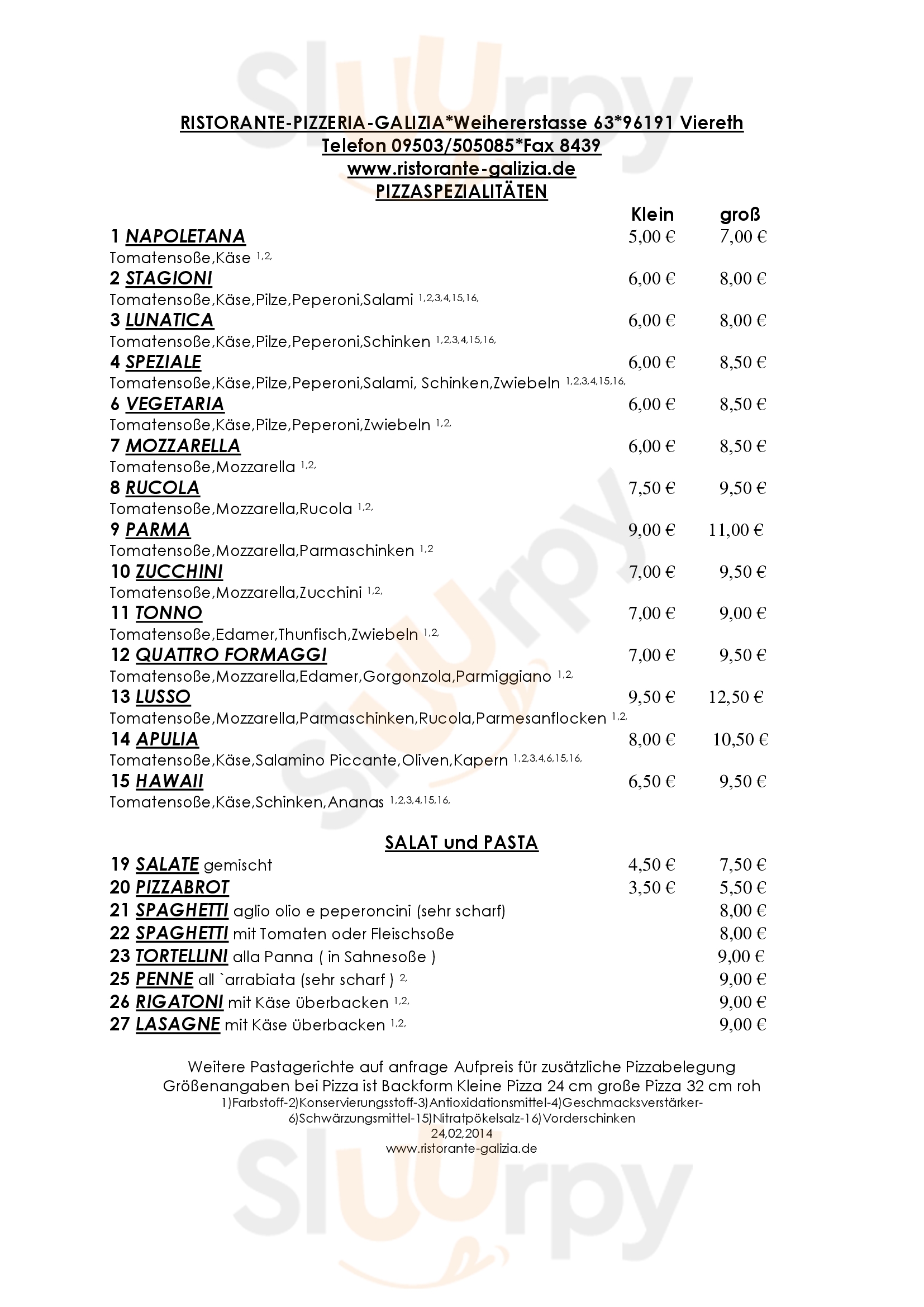 Galizia Viereth-Trunstadt Menu - 1