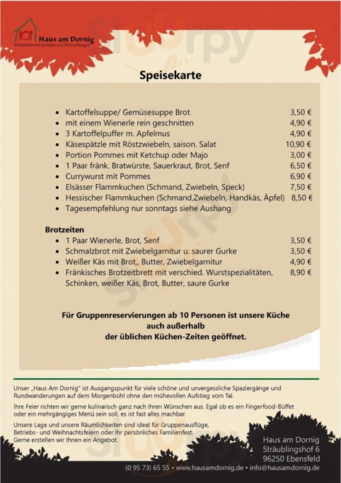 Haus Am Dornig menu