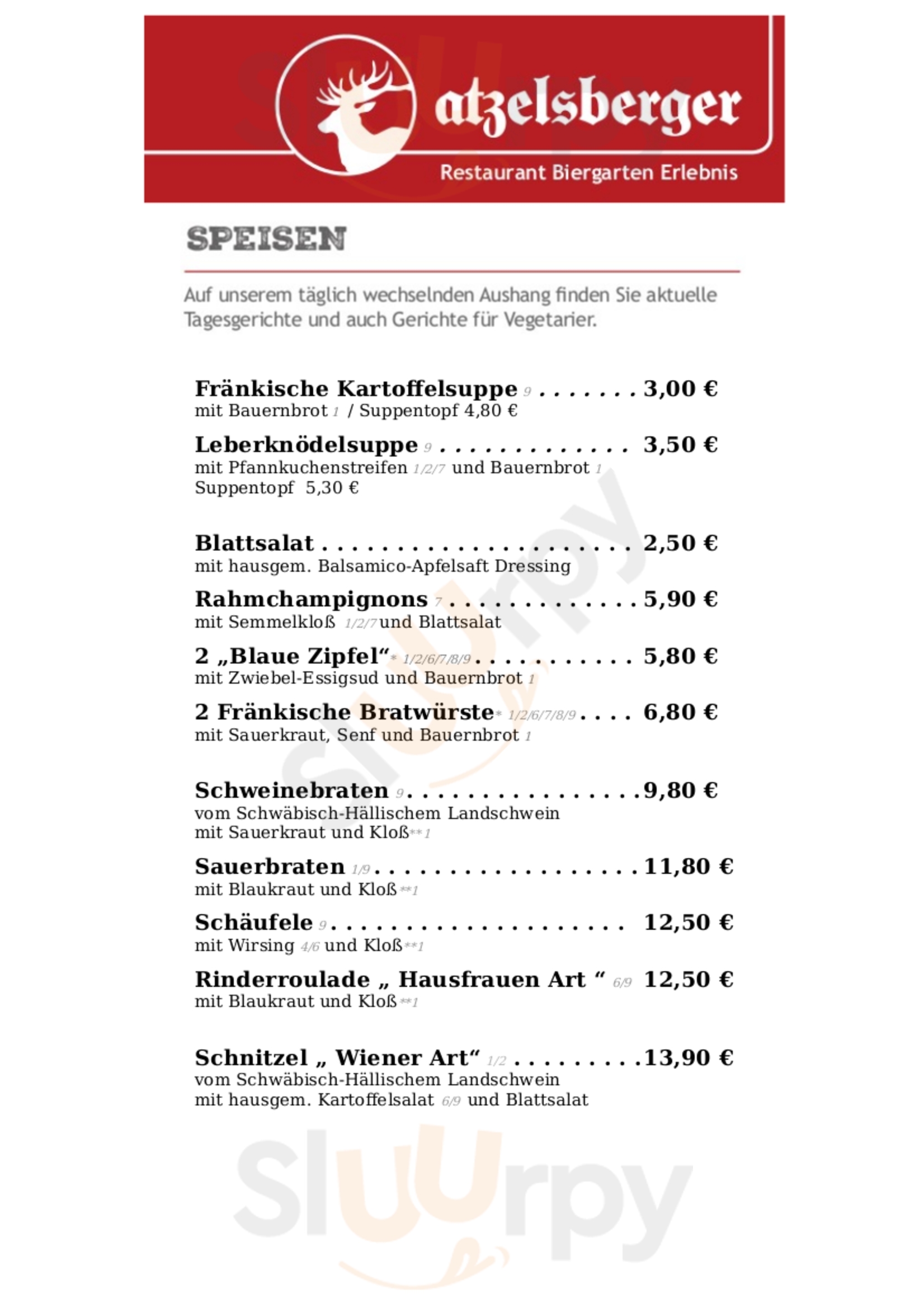 Freihardts Atzelsberger Biergarten & Wirtshaus Marloffstein Menu - 1