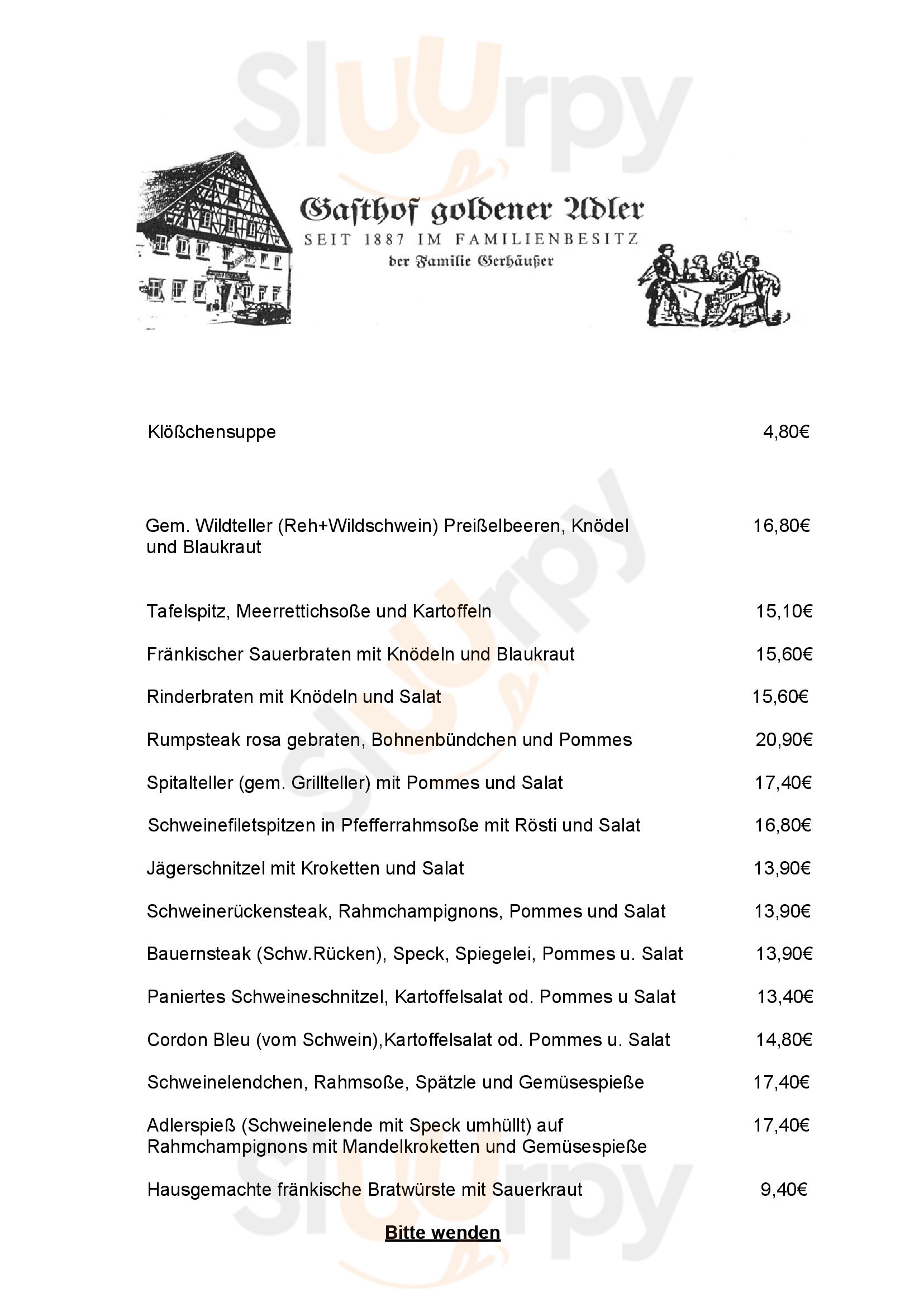 Goldener Adler Bad Windsheim Menu - 1