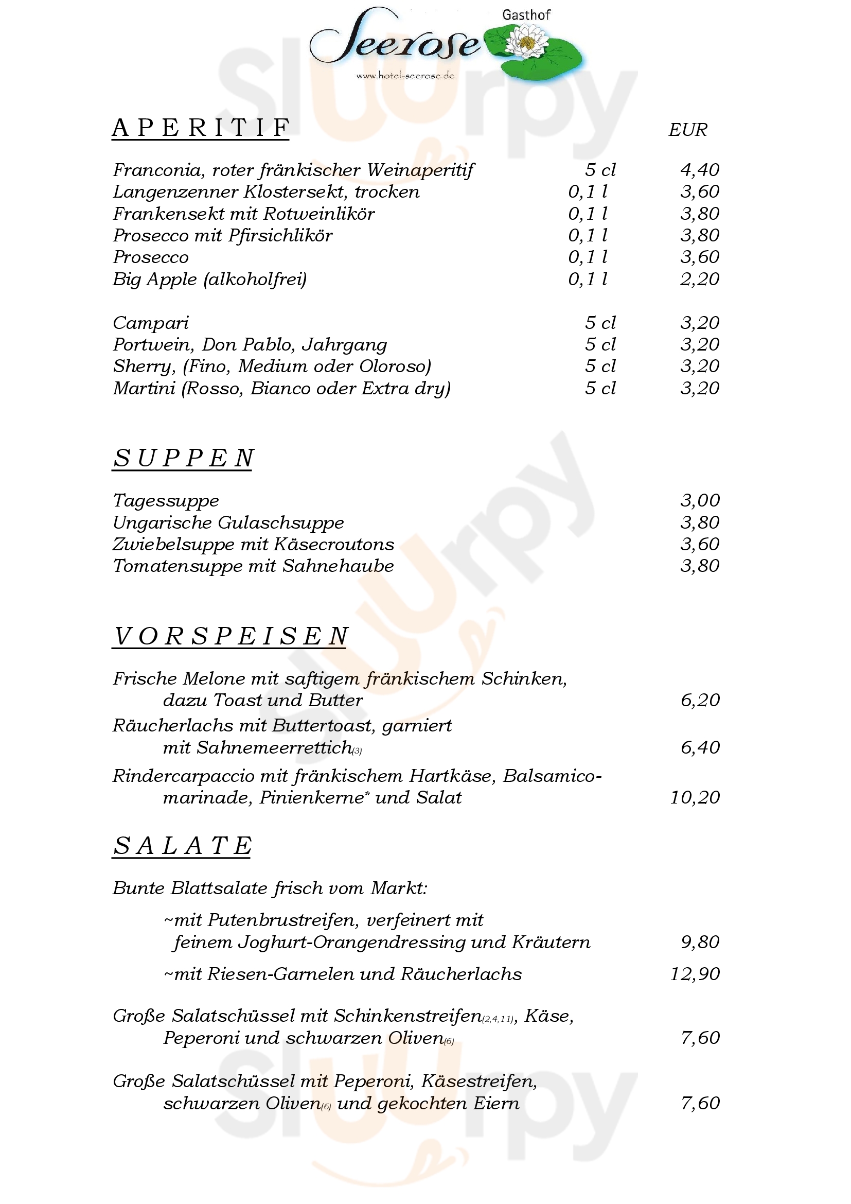 Landhotel Und Gasthof Seerose Langenzenn Menu - 1