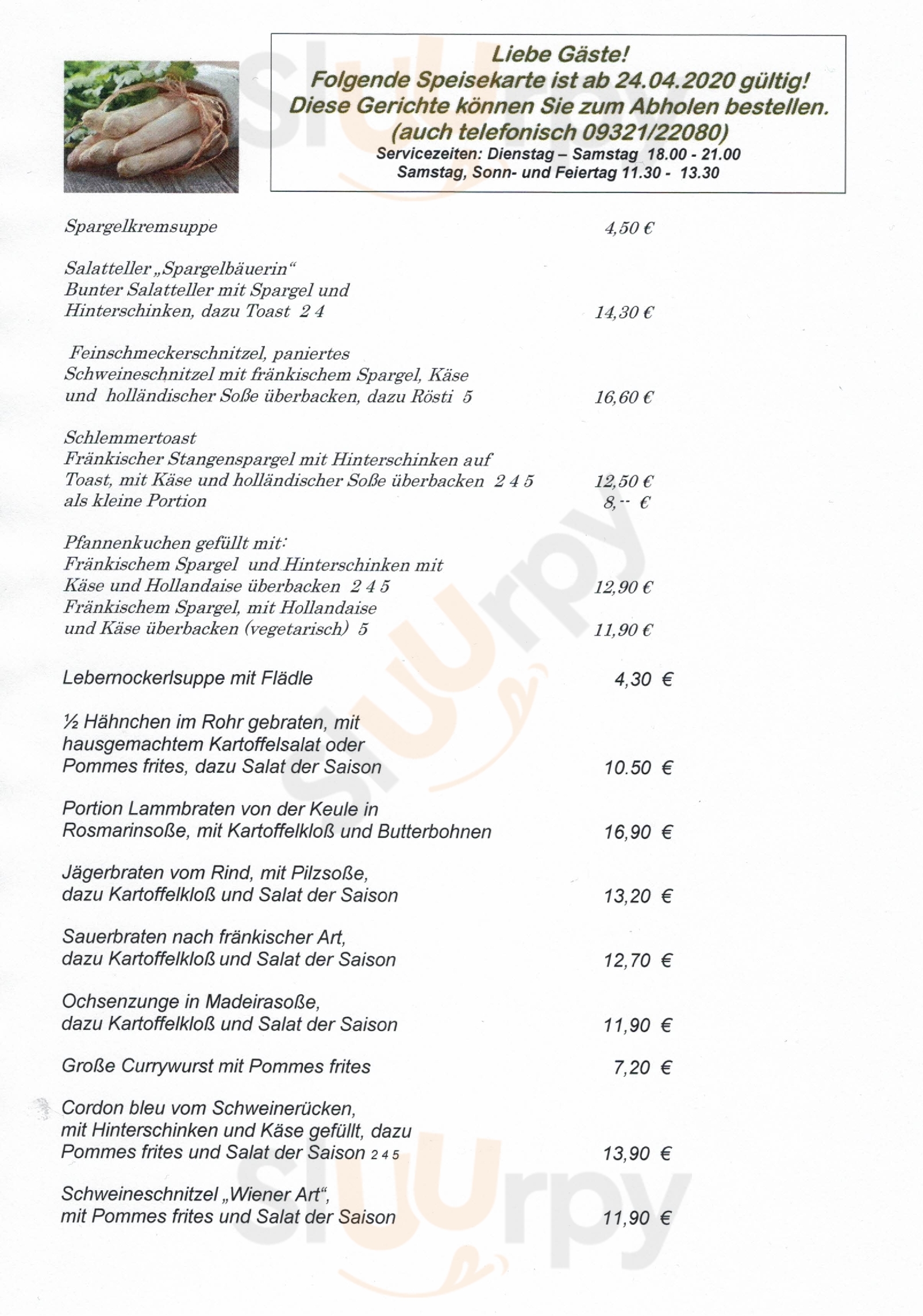 Würzburger Hof Kitzingen Menu - 1