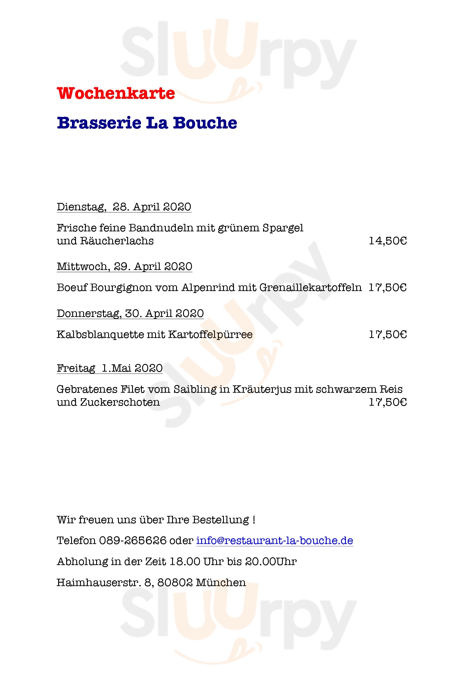 Brasserie La Bouche München Menu - 1