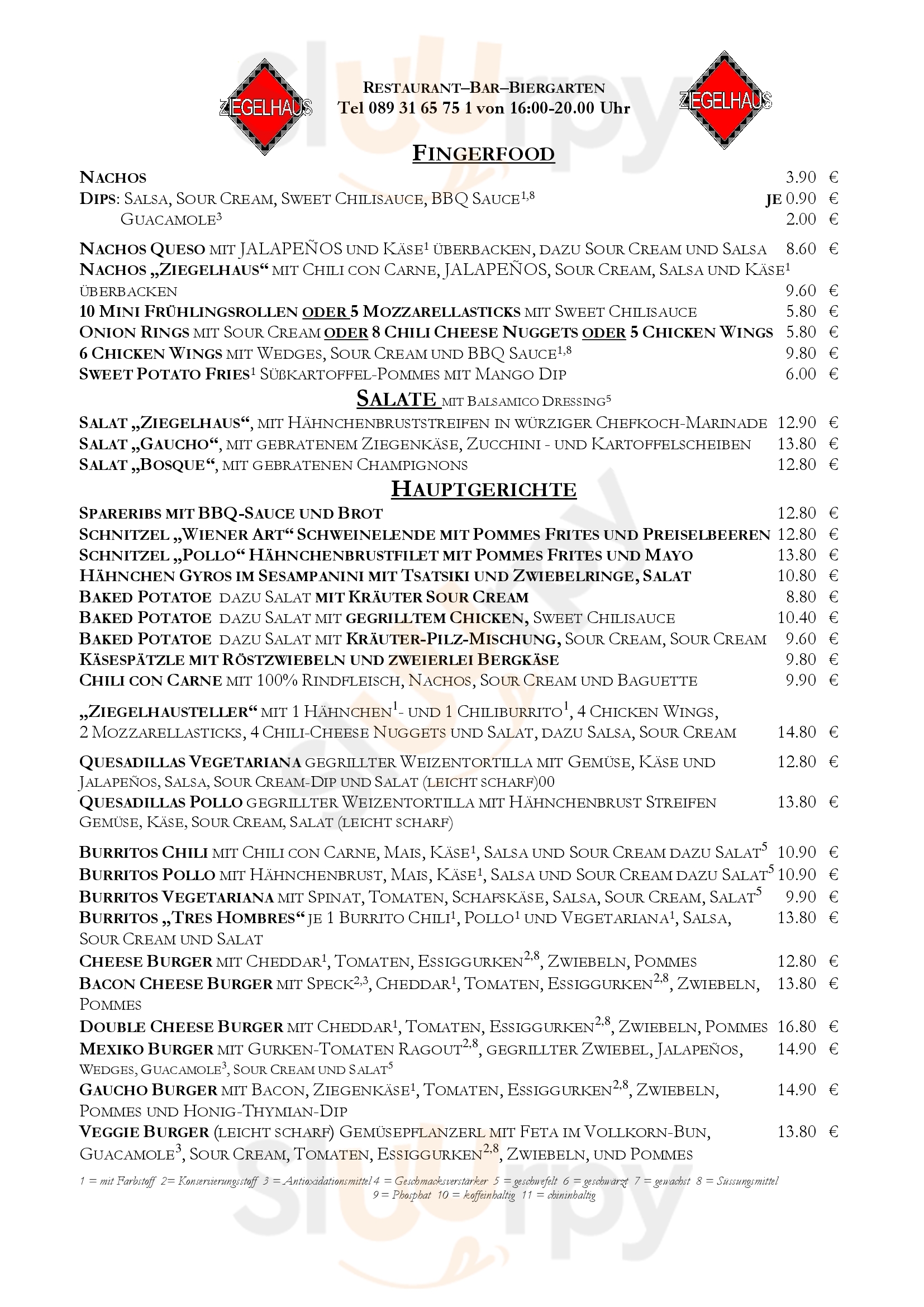 Ziegelhaus München Menu - 1