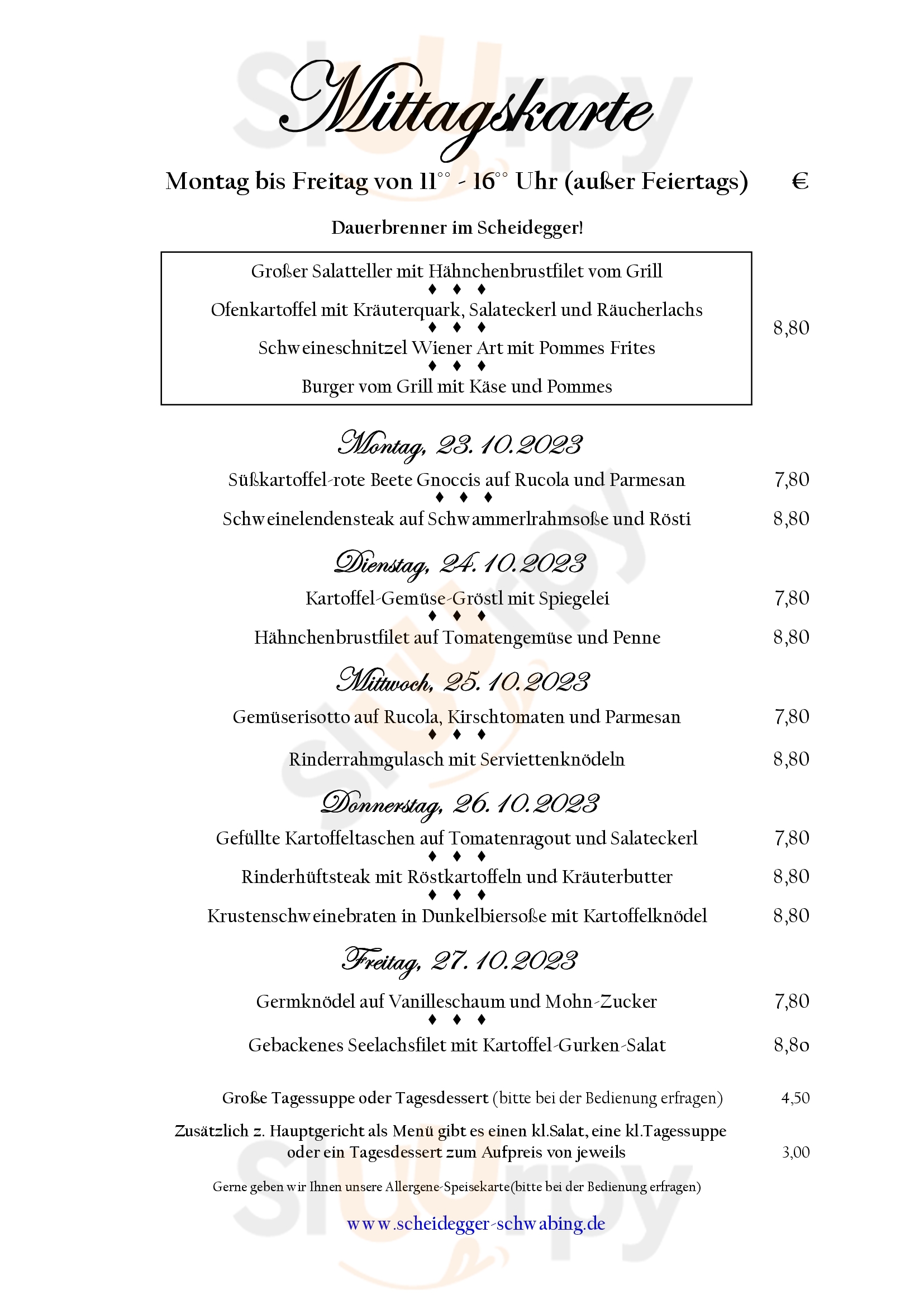 Gaststätte Scheidegger München Menu - 1