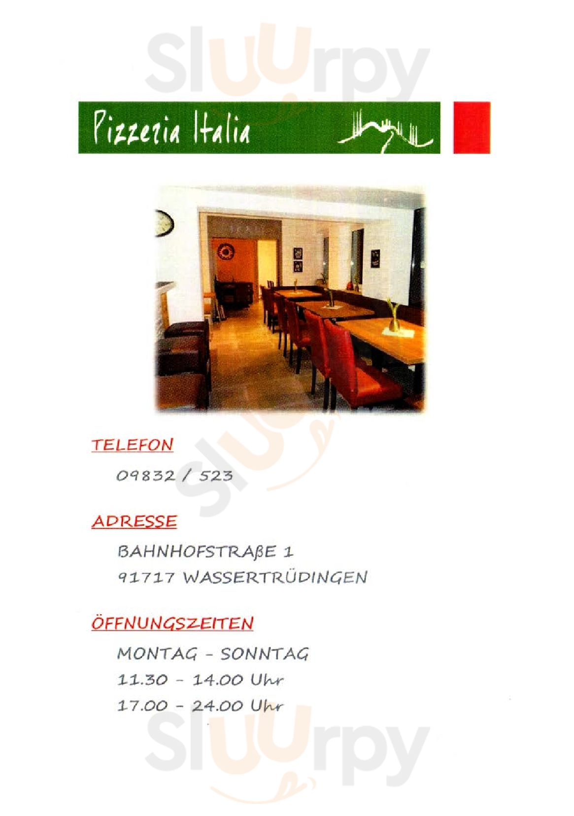 Pizzeria Italia Wassertrüdingen Menu - 1