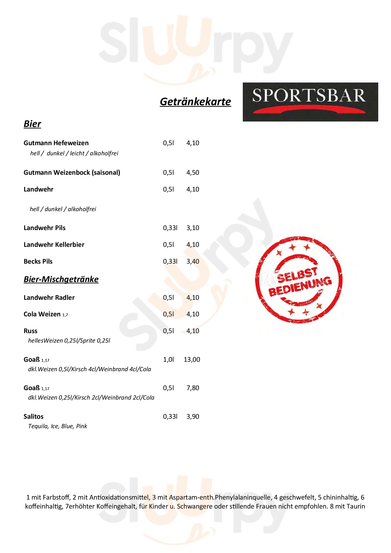 Sportsbar Nürnberg Menu - 1