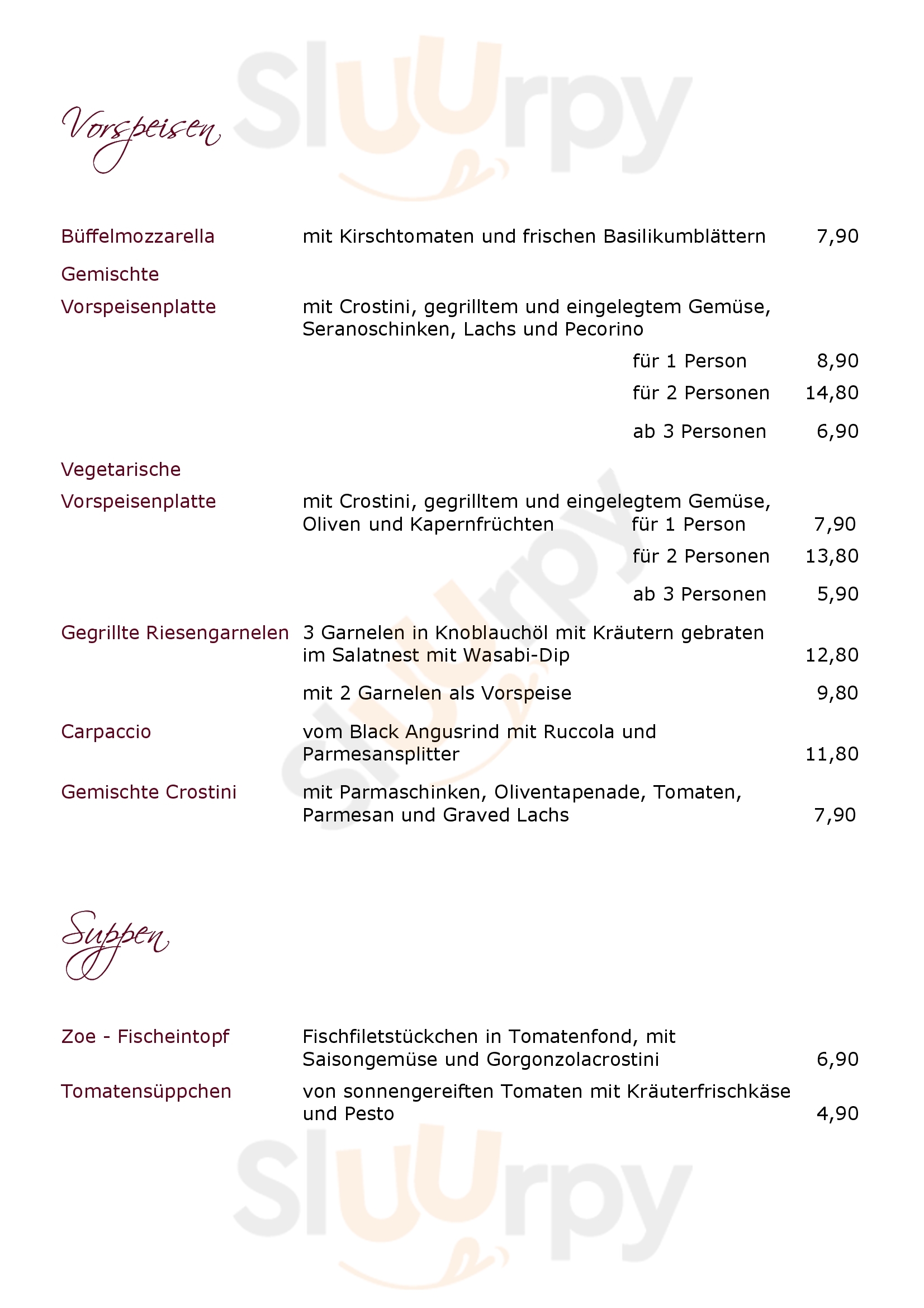 Zoe Weiden Menu - 1