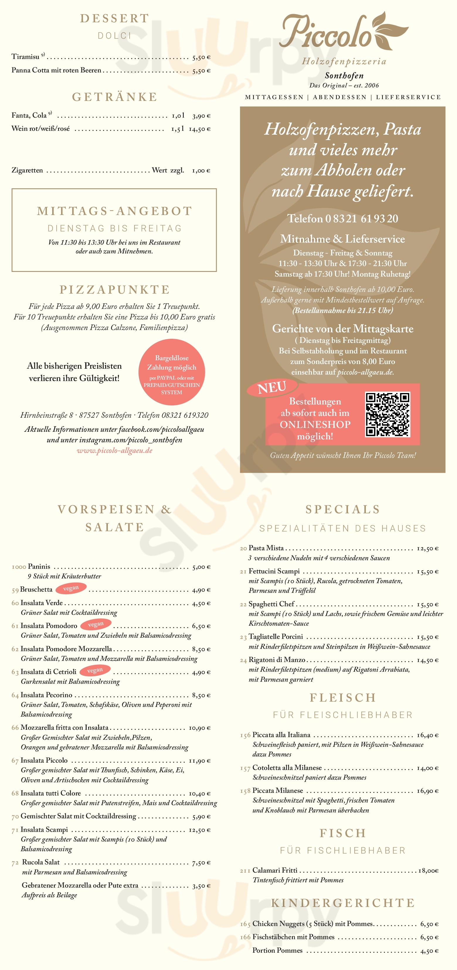 Pizzeria Piccolo Sonthofen Menu - 1