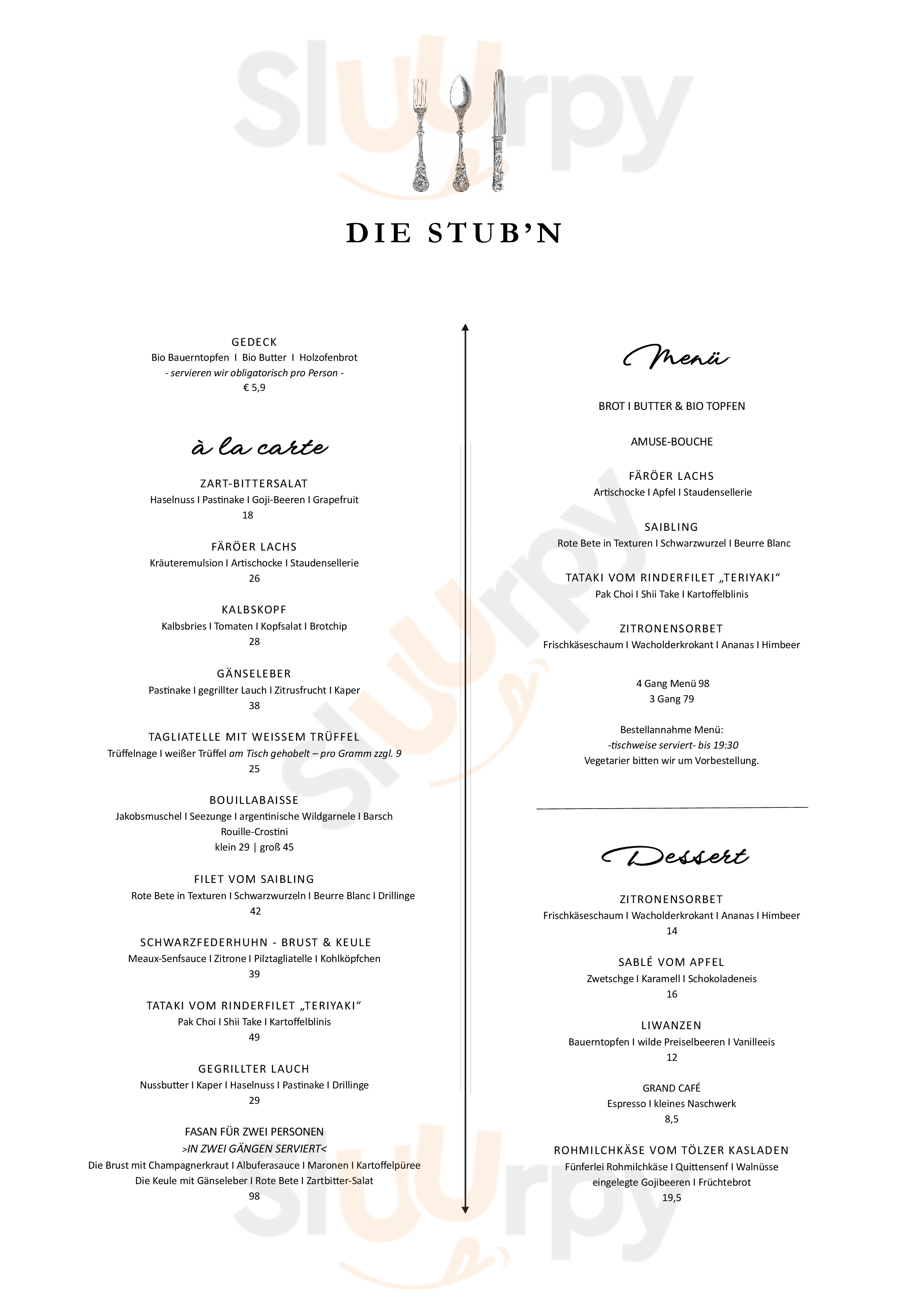 Die Stub'n Bad Aibling Menu - 1