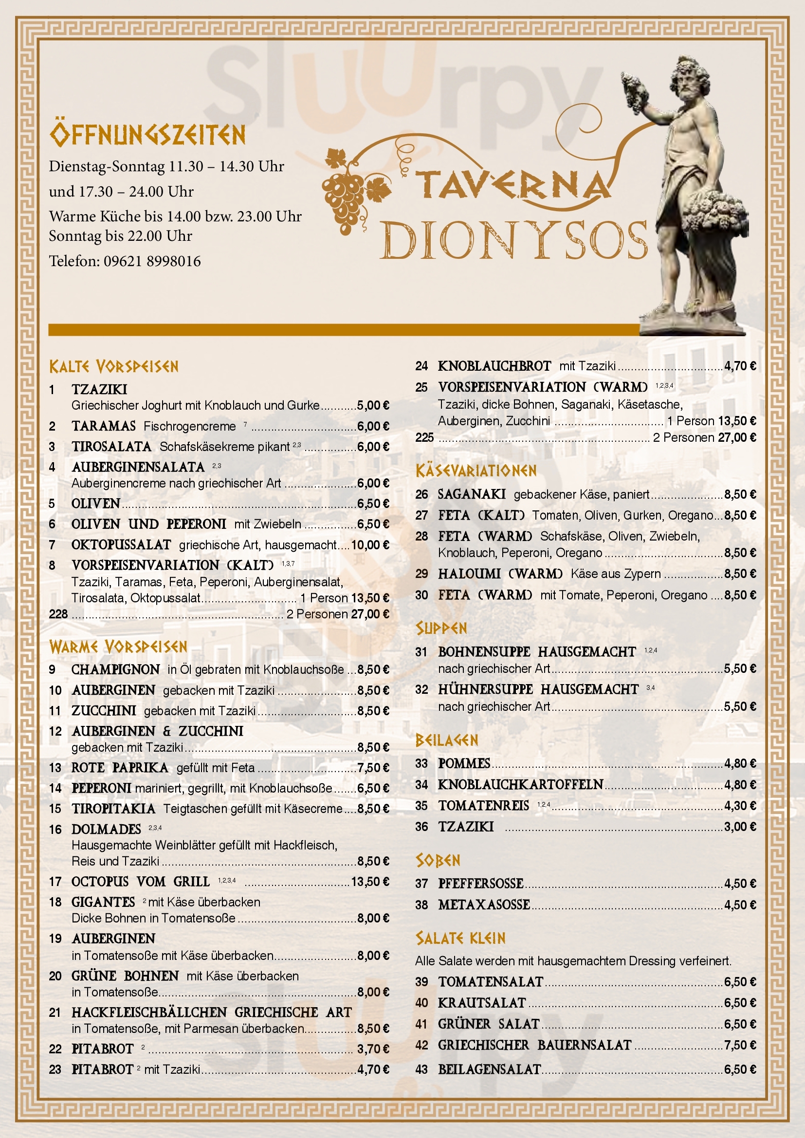 Dionysos Amberg Menu - 1