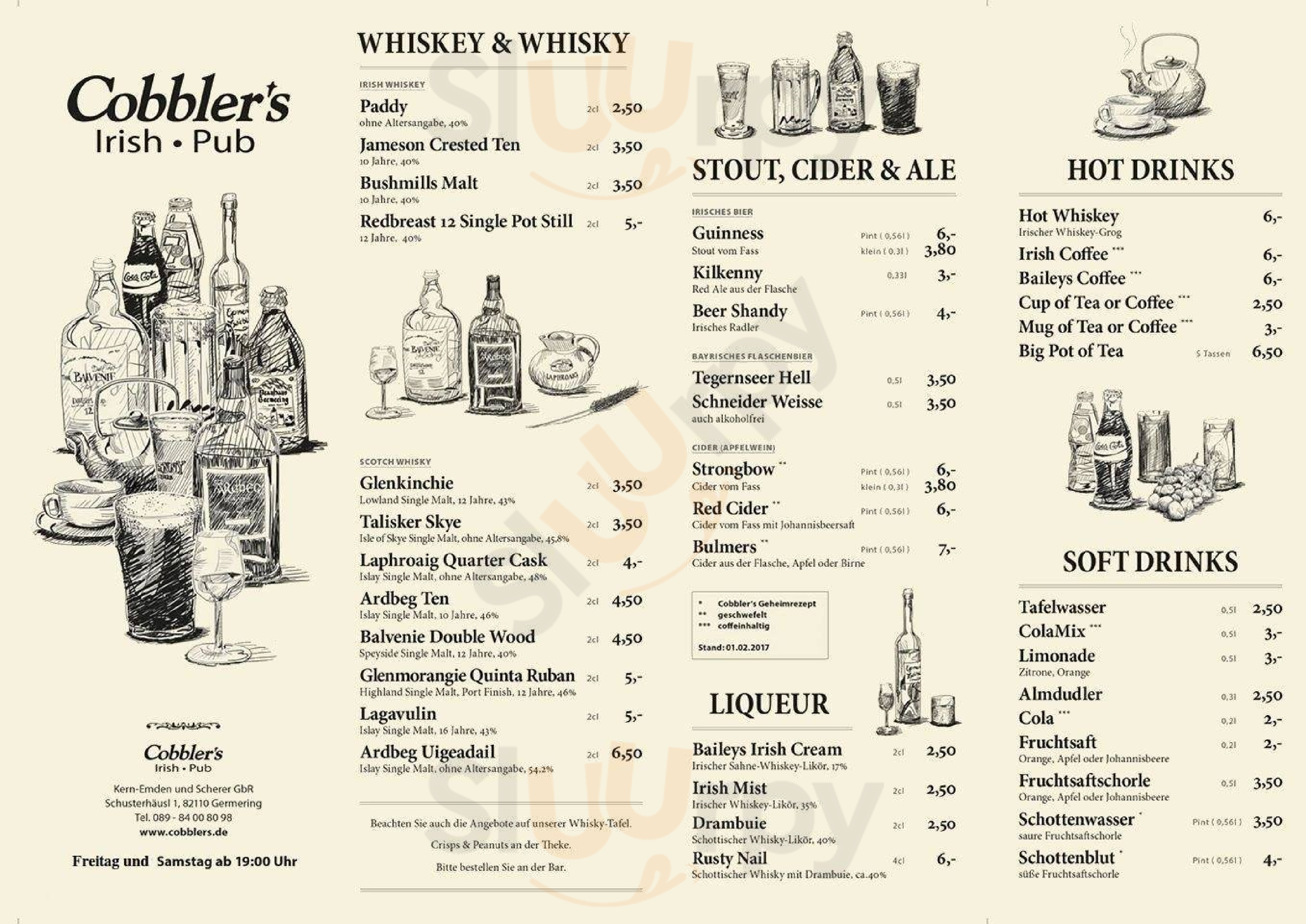 Cobbler's Irish Pub Germering Menu - 1