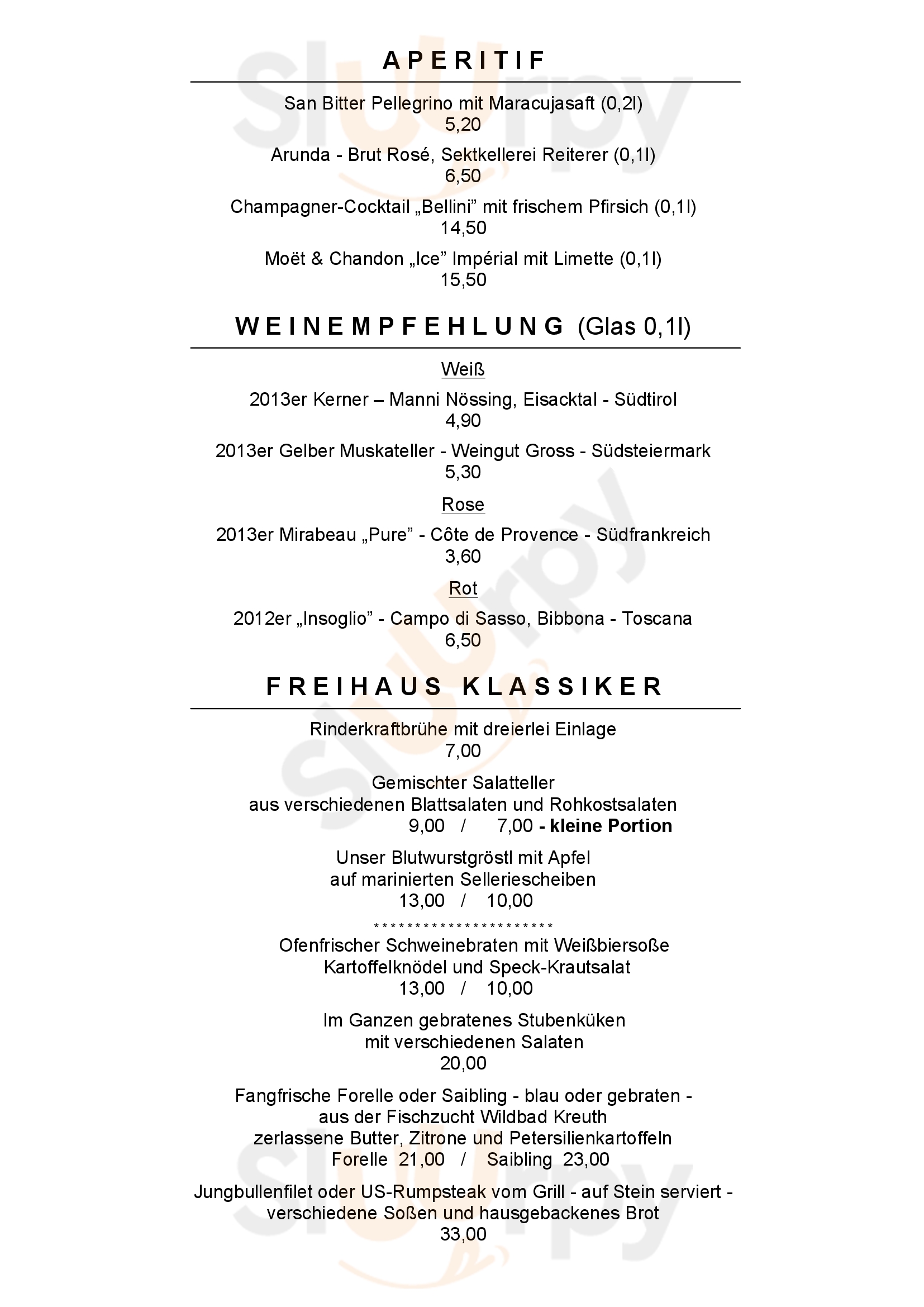 Freihaus Brenner Bad Wiessee Menu - 1