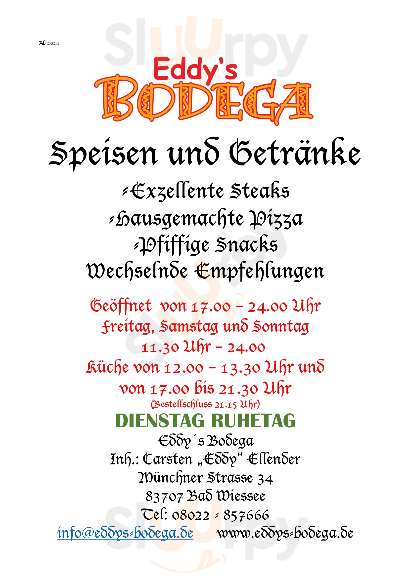 Eddy's Bodega Bad Wiessee Menu - 1