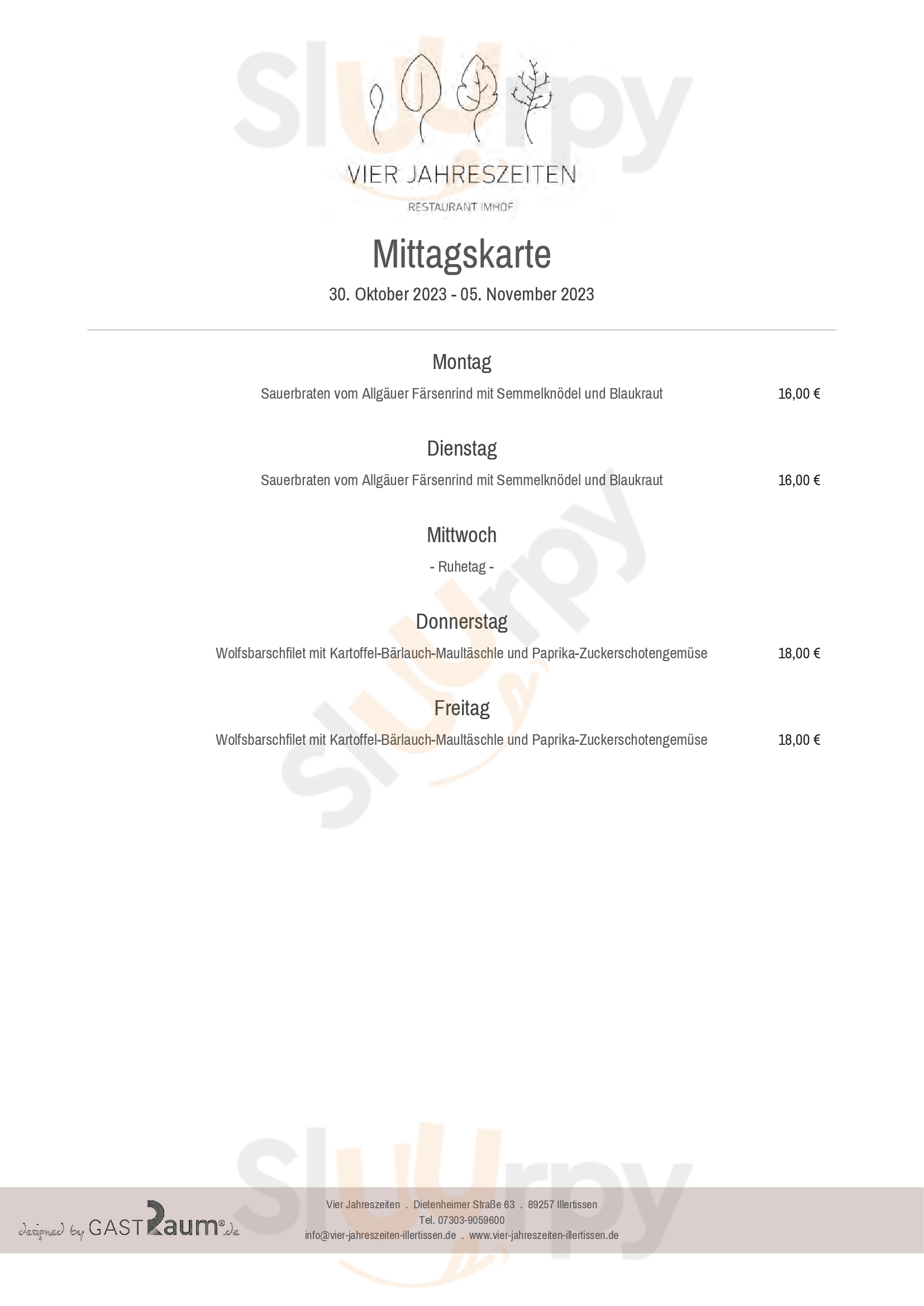 Restaurant Vier Jahreszeiten Illertissen Menu - 1