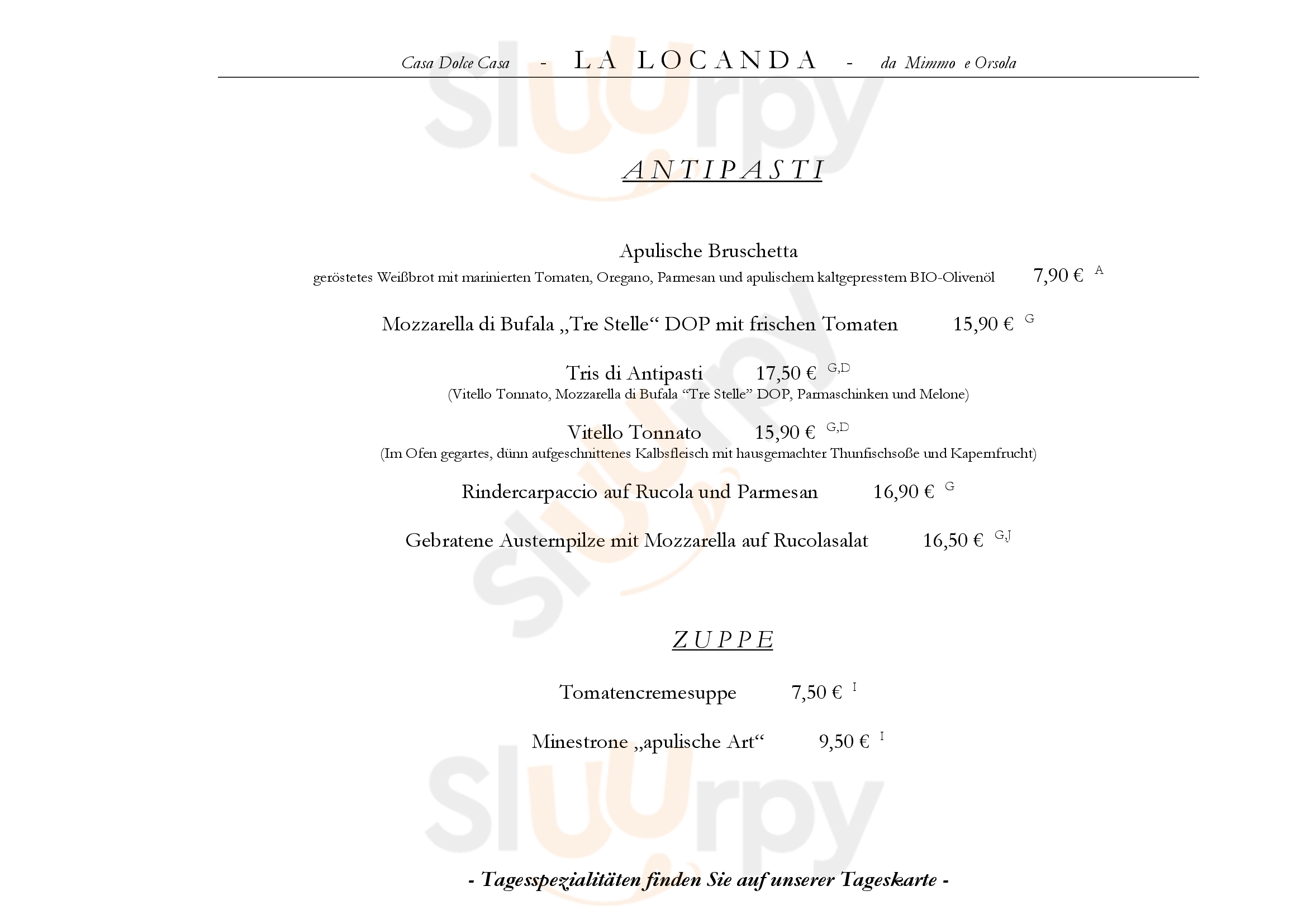 La Locanda Casa Dolce Casa Kiefersfelden Menu - 1