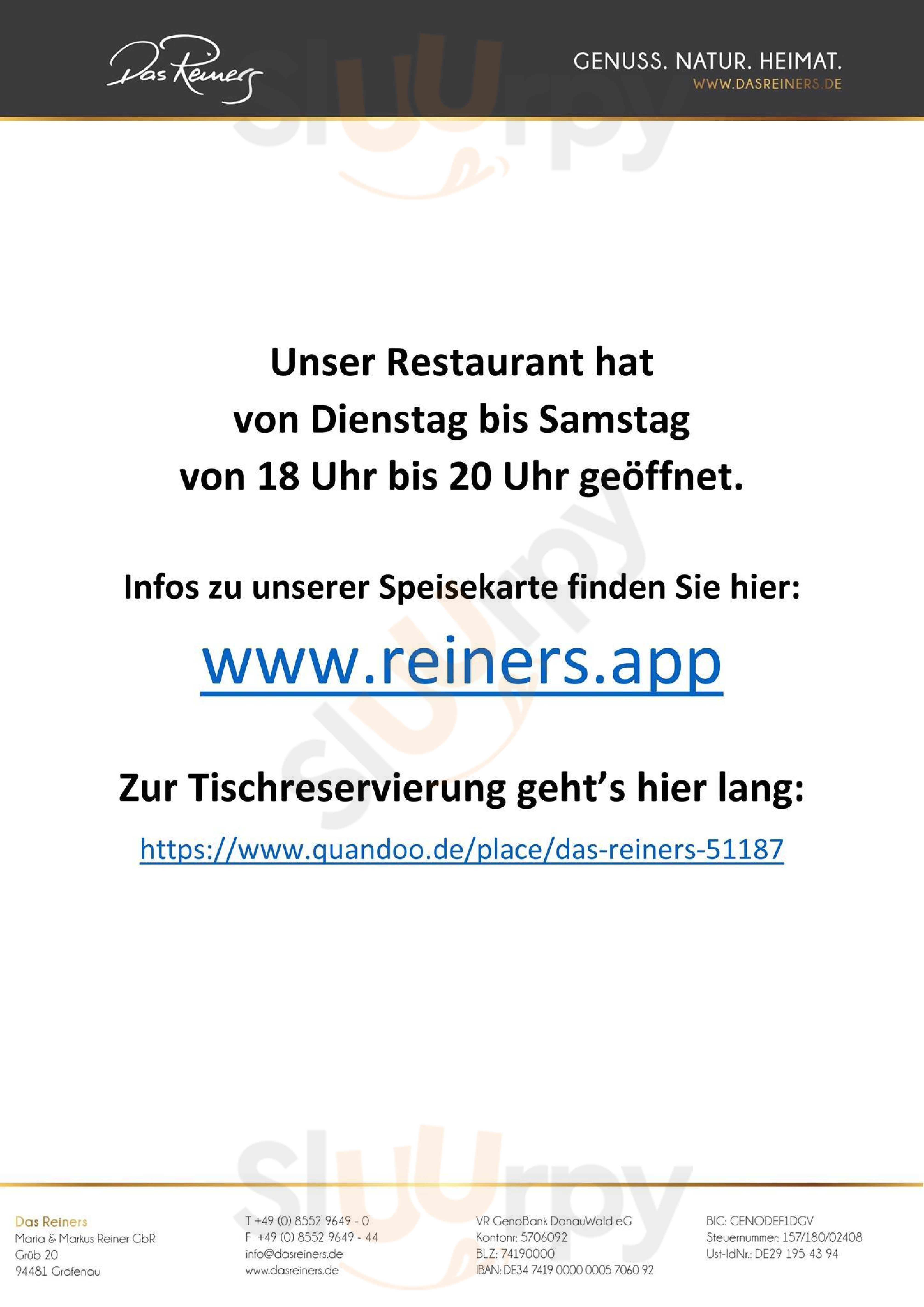 Das Reiners - Naturgenuss.heimat Grafenau Menu - 1